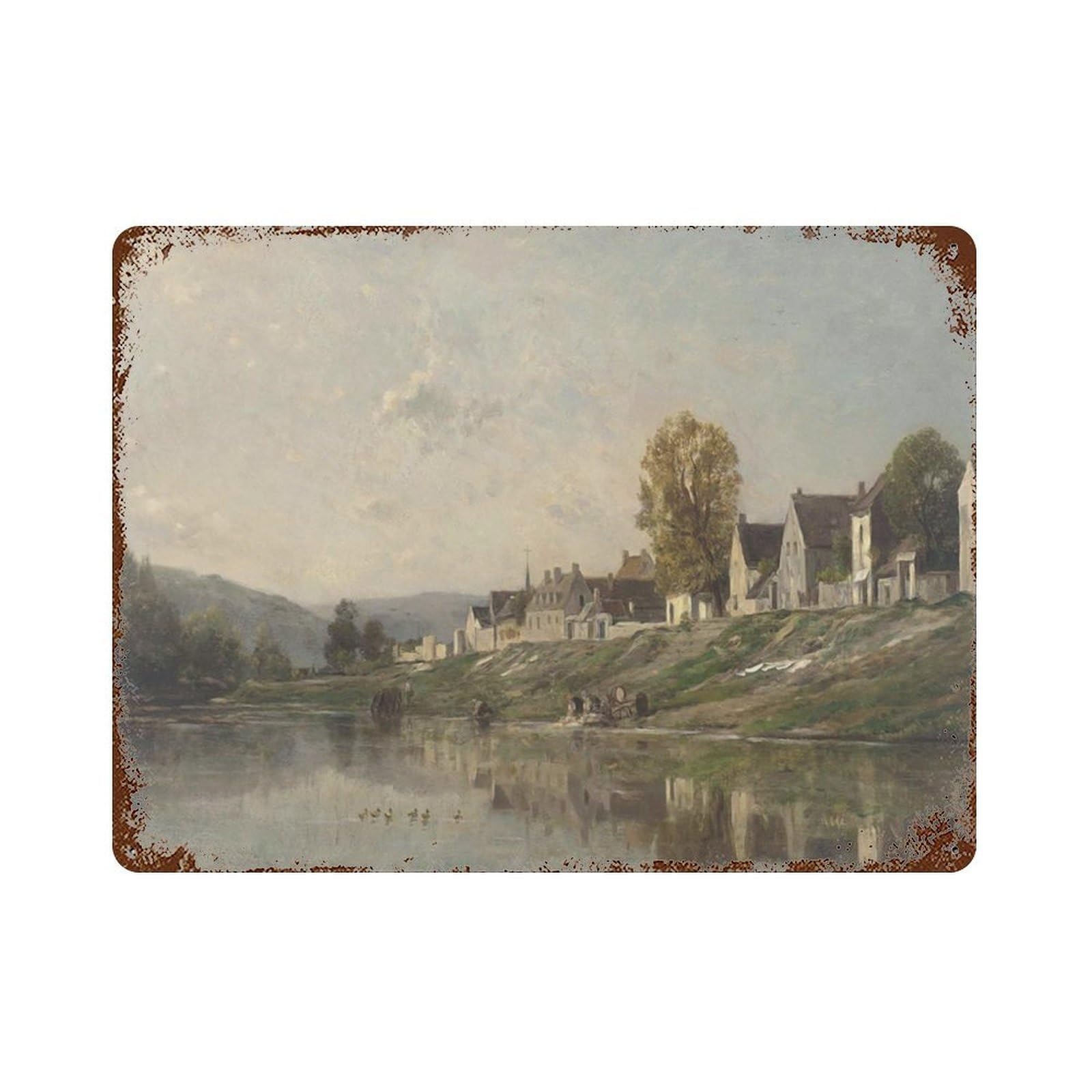 xiaoxiaoshen Lake Painting, Vintage, Landscape, Wall Decor Art Metal Tin Poster Modern Home Decor Art Home Bar Shop Decorations Vintage Sign 30x40cm