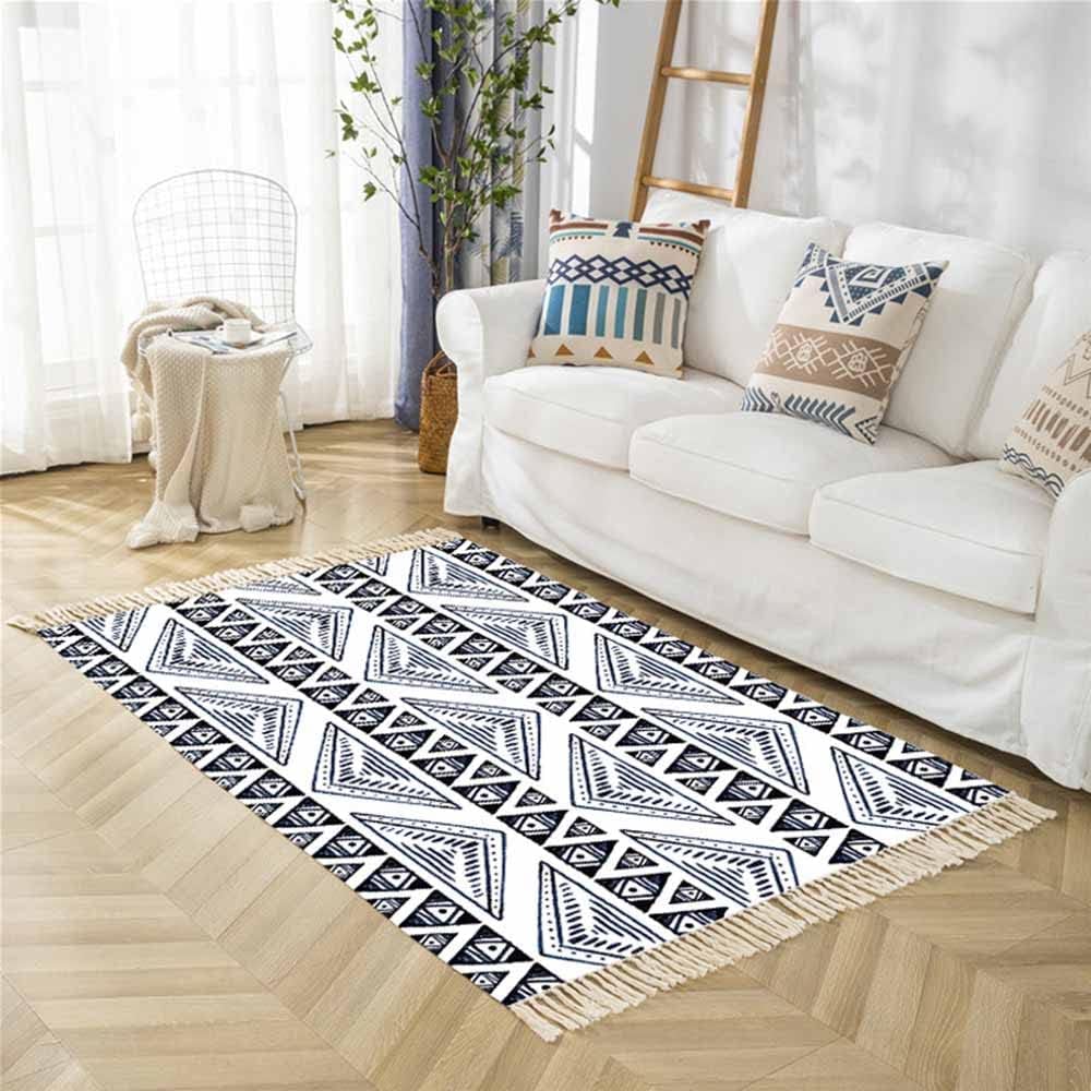 Zwpily Alfombras De Baño Bohemias, Tapete Suave con Flecos De Pompones, Alfombras Bohemias Antideslizantes, Lavables, Esponjosas para Entrada, Bañera, Fregadero, Dormitorio,P,60x120cm