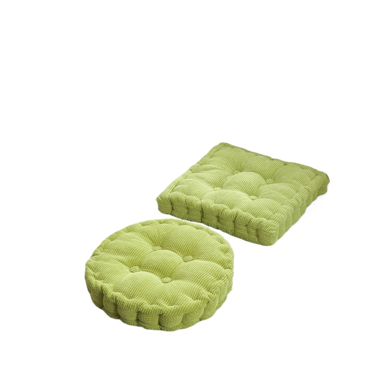 GIJMZY Floor Square Pillow For Seating On Solid Tufted Thick Pad Cushion For Yoga Balcony Chair Seat Cushions Pouf(Green,Round 40cm)