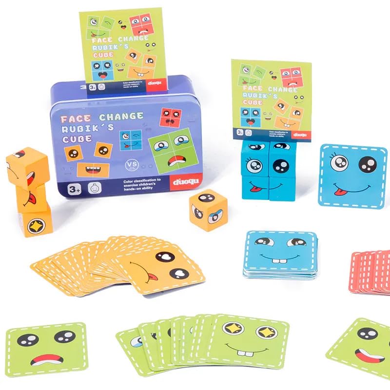 ROYCO Wooden Emoji Cube face Changing Expression Cube Matching Puzzle for Kids Games Toys for Kids Ages 3 Years and Up (B0C4JQLMDD) Amazon Price History, Amazon Price Tracker