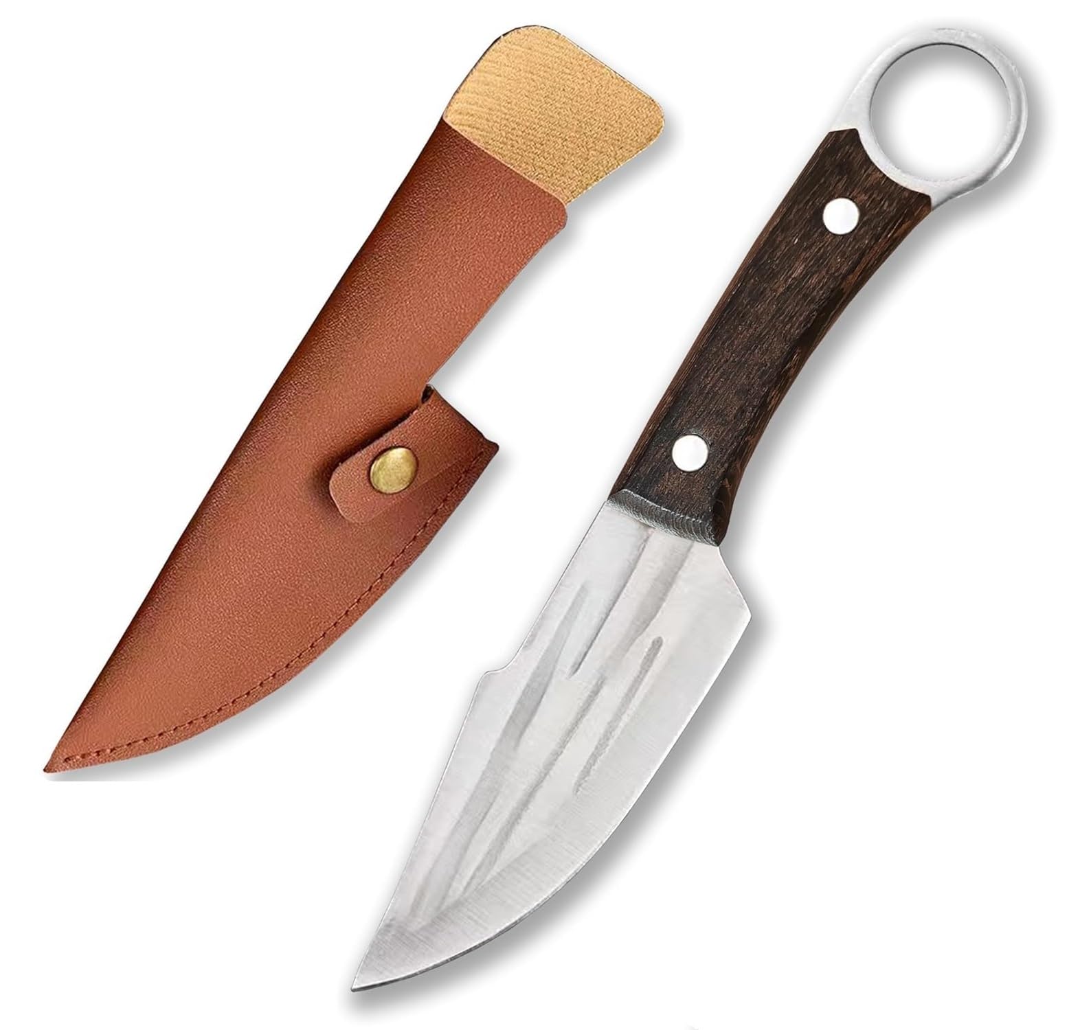 Kneefcy Chefs Knife Portable Hand Forged Multi-Purpose Knife with Sheath Circular Handle Knife for Cutting Fruits, Outdoor Barbecue, Camping picnics, Kitchen Meat Cutting (1 Pcs) (B0D33KWZSN) Amazon Price History, Amazon Price Tracker
