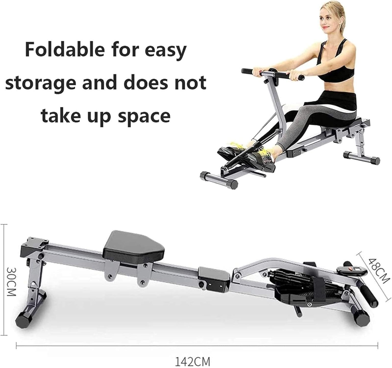 Vogatori Pieghevoli Attrezzature per Il Fitness - Esercizio di Vogatore Magnetico per Uso Domestico Casa Multifunzione Regolabile a 12 Fasi, per Attrezzature da Palestra Domestica