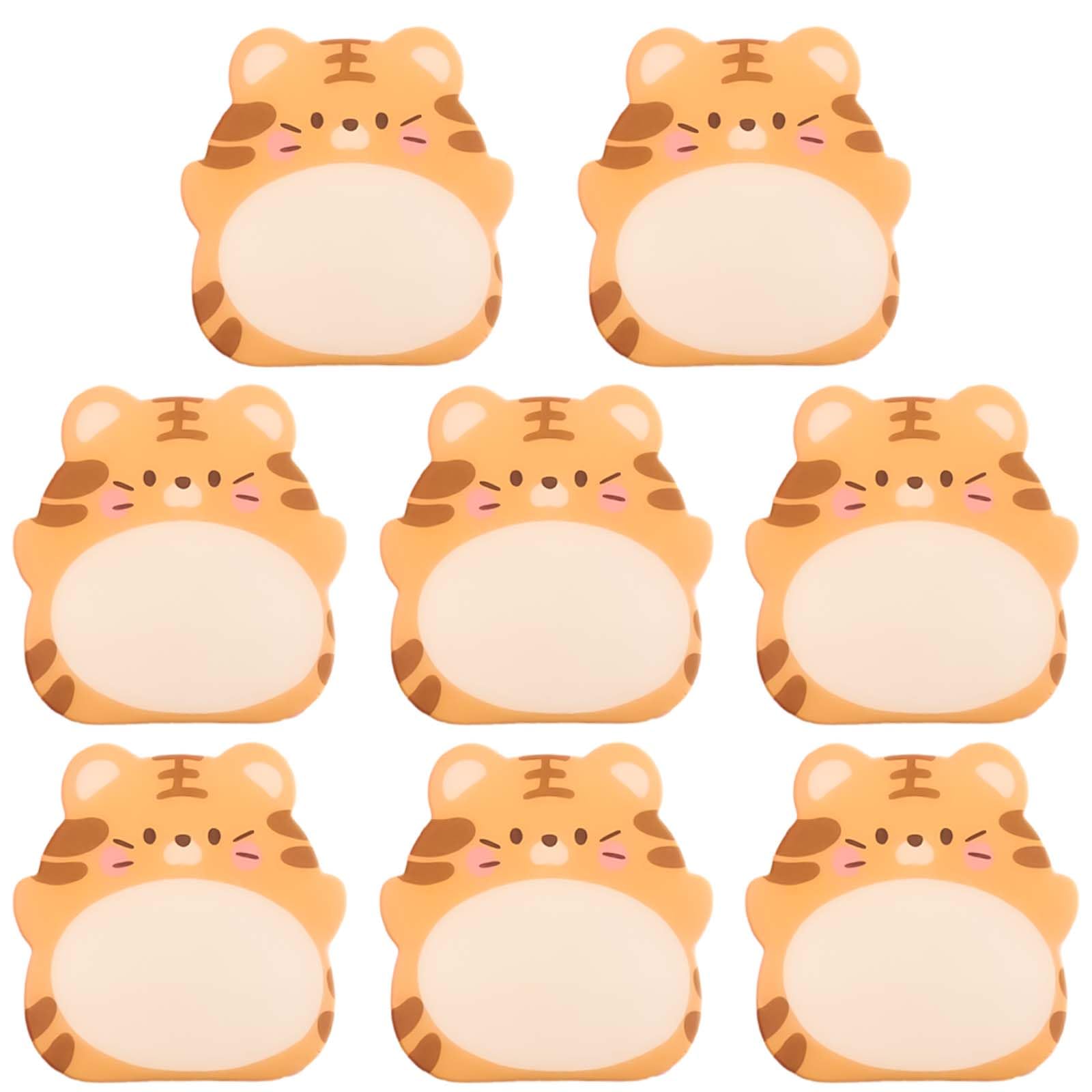 8 Packs Kawaii Tiger Sticky Notes, Aesthetic Sticky Notes Set, Cartoon Inspirational Sticky Notes, Animals Shape Markers, Cute Anime Sticky Note Tabs