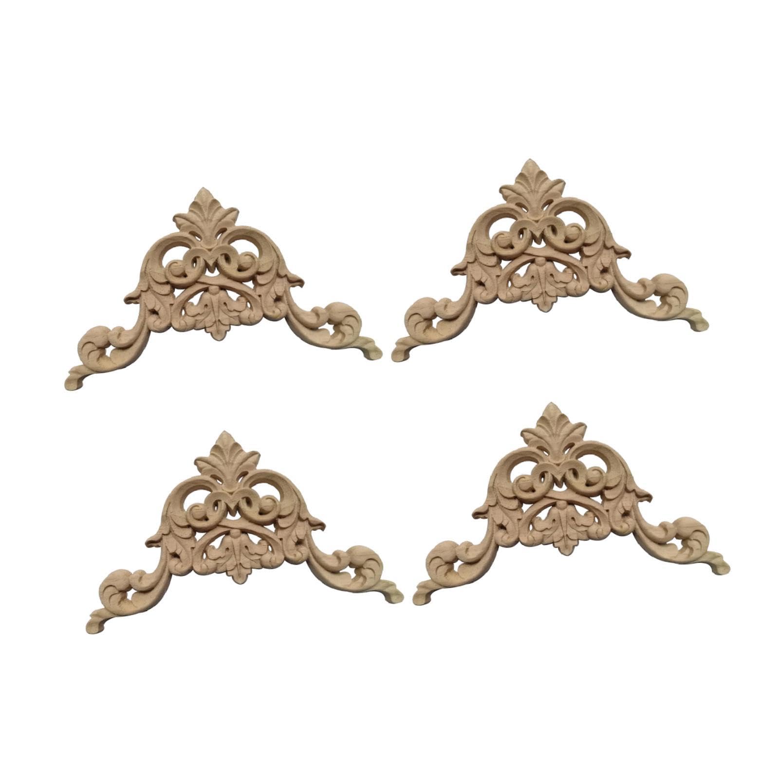 4Pcs Wood Carved Appliques Onlays Wood Appliques for Cupboard Wardrobe Decor Style D-image-47