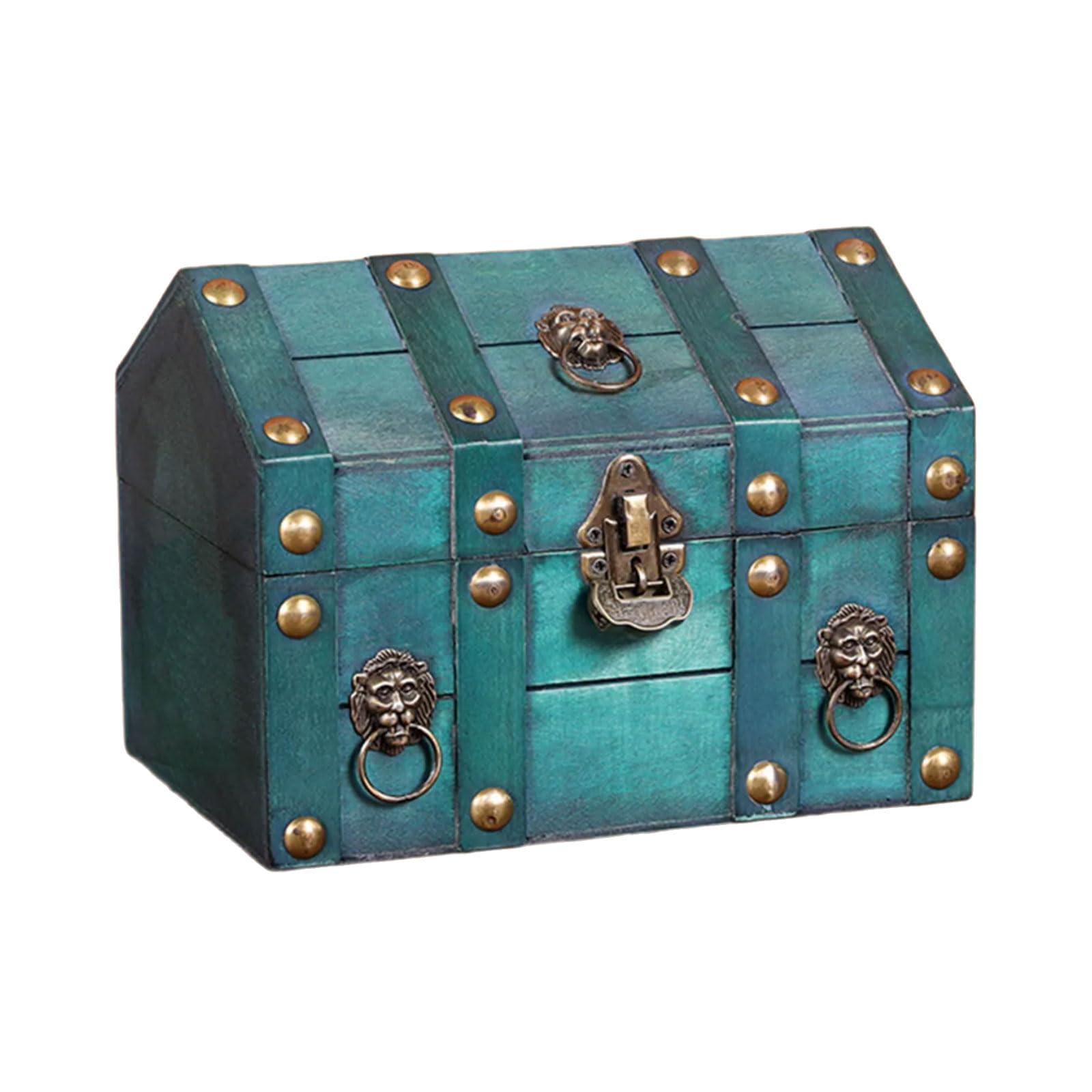 HDOYTXXM Retro Styles Wooden Accessory Box Secure Locking Mechanism Spacious Compartment Home Decors Collectible Storage Chest Bucolic Wooden Accessory Storage Chest
