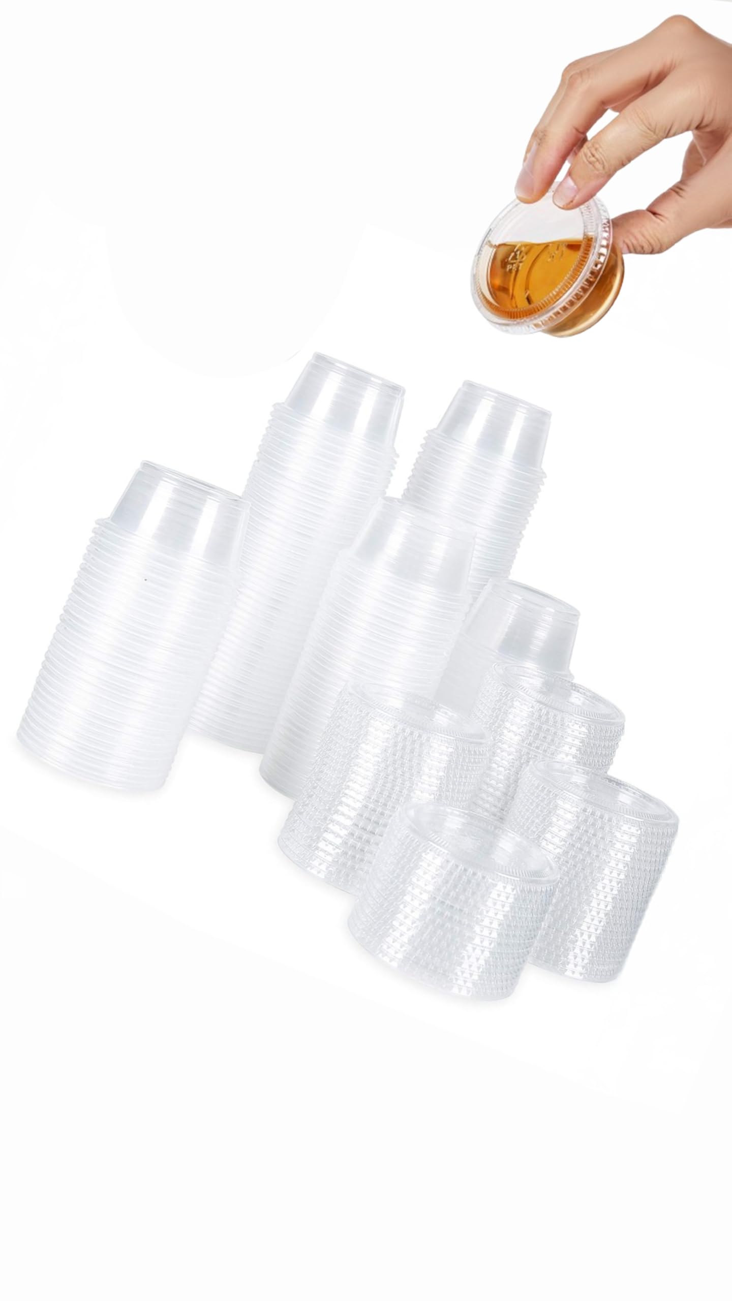 Disposable Plastic Portion Cups with Lids - 2 oz Souffle Cups for Jello Shots, Meal Prep Containers [100 Sets] - Convenient and Versatile Solution for Every Occasion