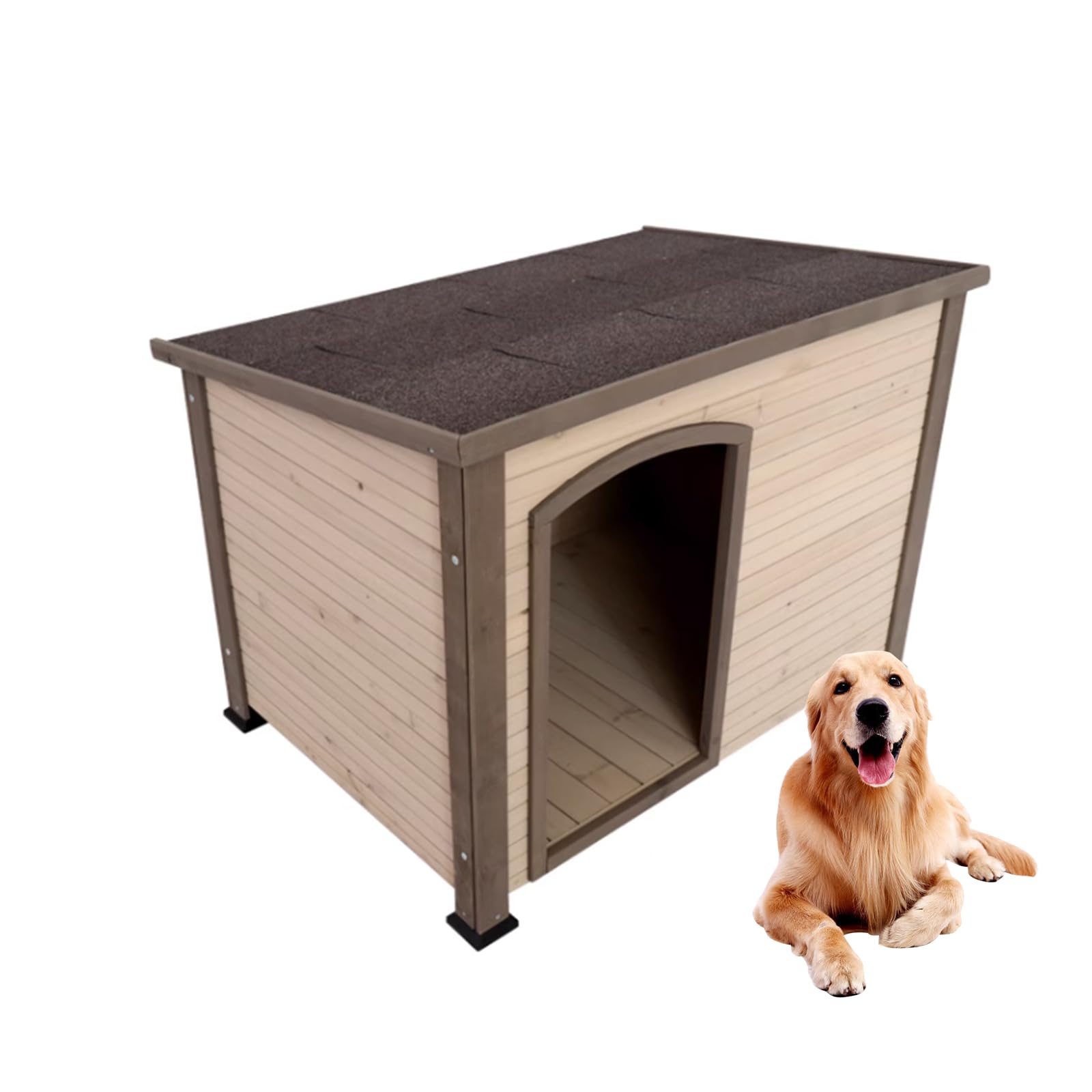 Perrera de Madera con Ventanas Puerta, Resistente A La Intemperie, for Perros PequeñOs Medianos Grandes Mascotas Animales Caseta for Perros Al Aire Libre E Interior(Size:XL(82X81X113cm),Color:A)