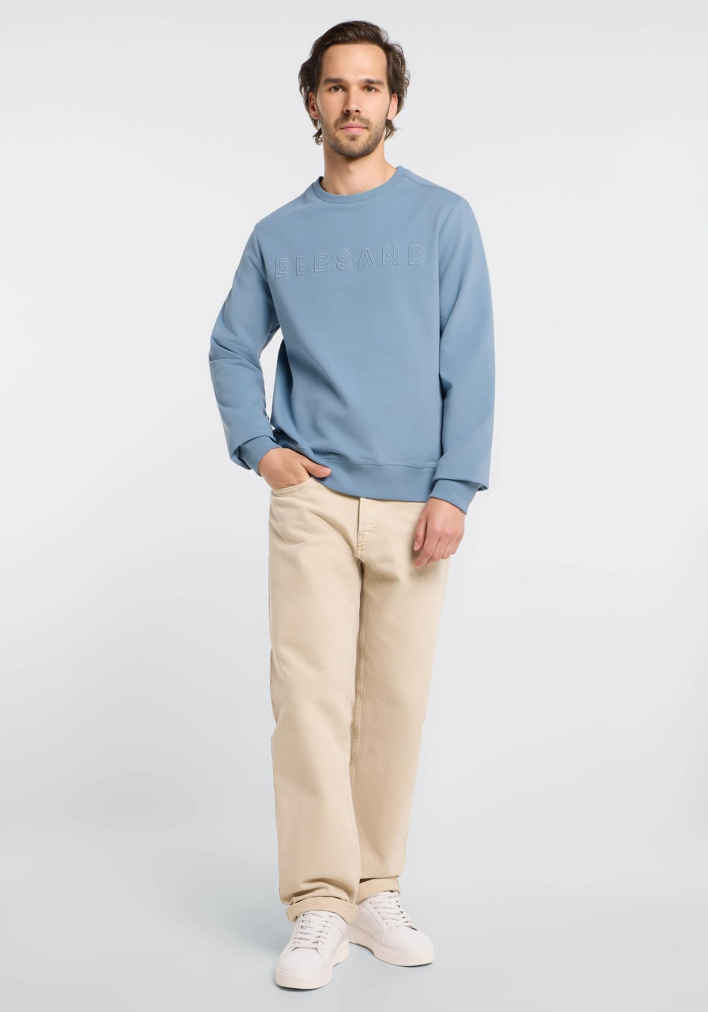 Elbsand Herren Sweatshirt ESMJona Pullover mit Logoprint