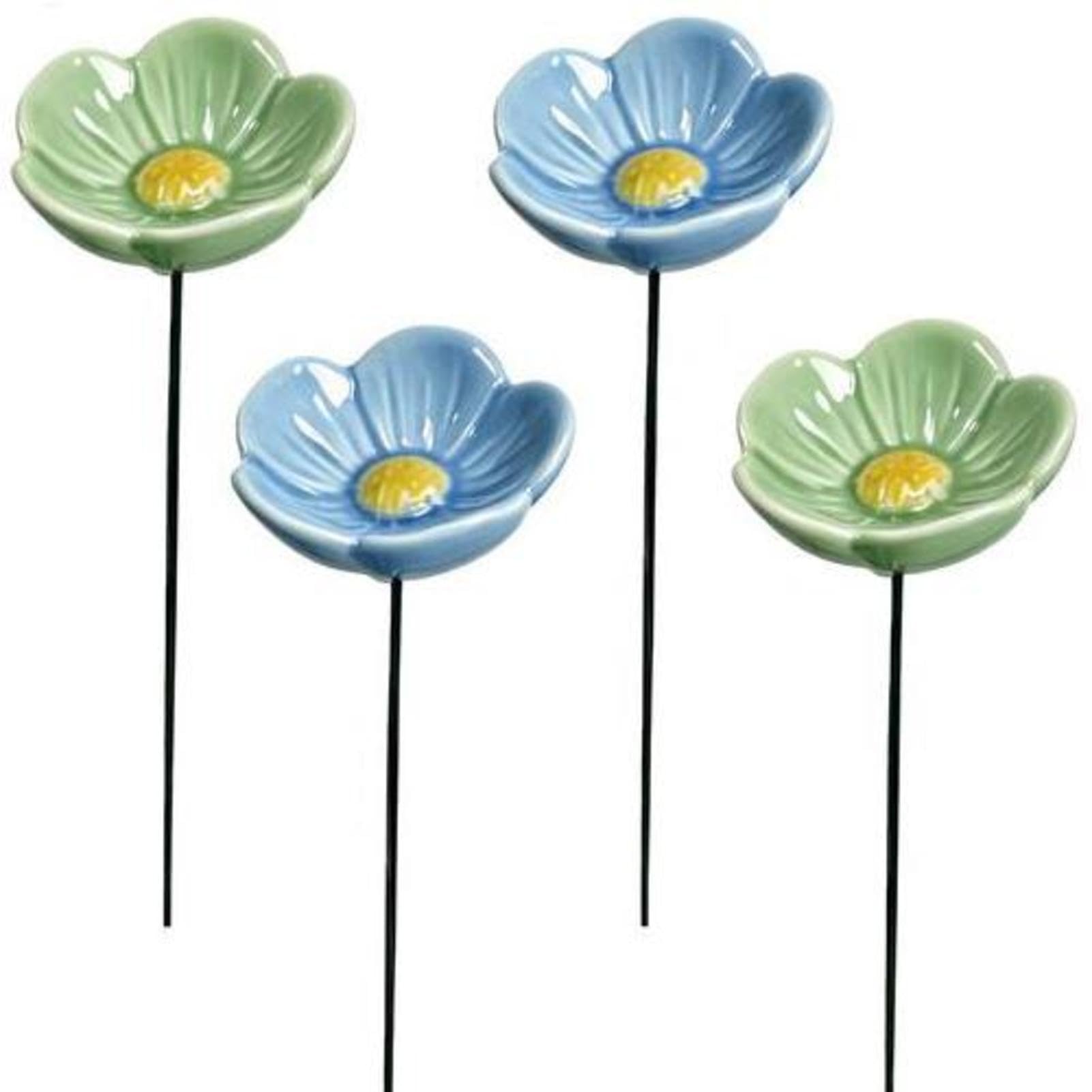 4PCS Ceramic Flowers For Bees, Weather Resistant Ceramic Bee Watering Station Watering Cups Bowl, Decer For Garden Yard Outside Outdoor Home Patio Porch Deck Balcony