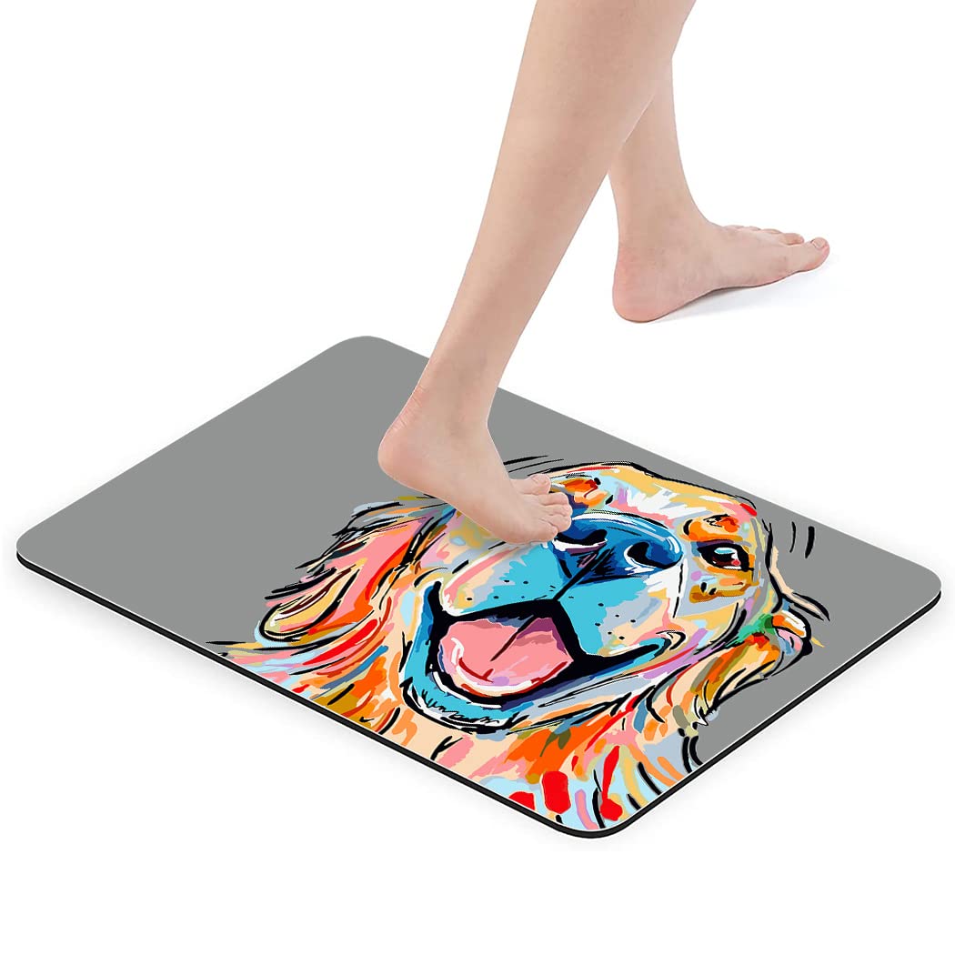 YISUMEI Watercolor Golden Retriever Dog Bathroom Mat, Non-Slip Super Absorption Bath Carpet with Rubber Backing - Image 3