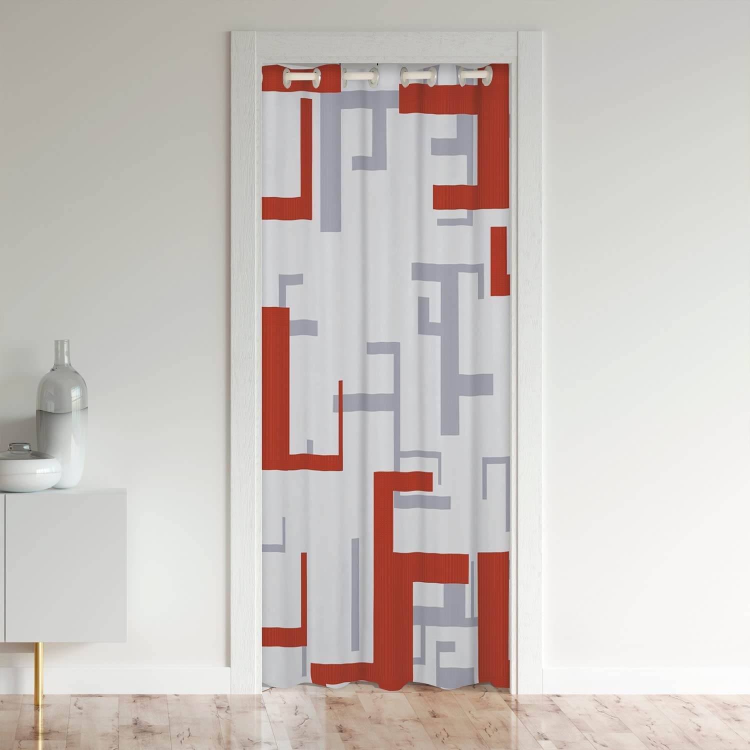 Cortinas Para Sala De Estar Cortina Geométrica Roja Y Negra Para Puerta, 1  Panel De 42 X 80 Pulgadas Cortina De Puerta De Geometria Retro Privacidad  Circulos Ondulados Cortinas Para Dormitorios Precios, image size:1500x1500