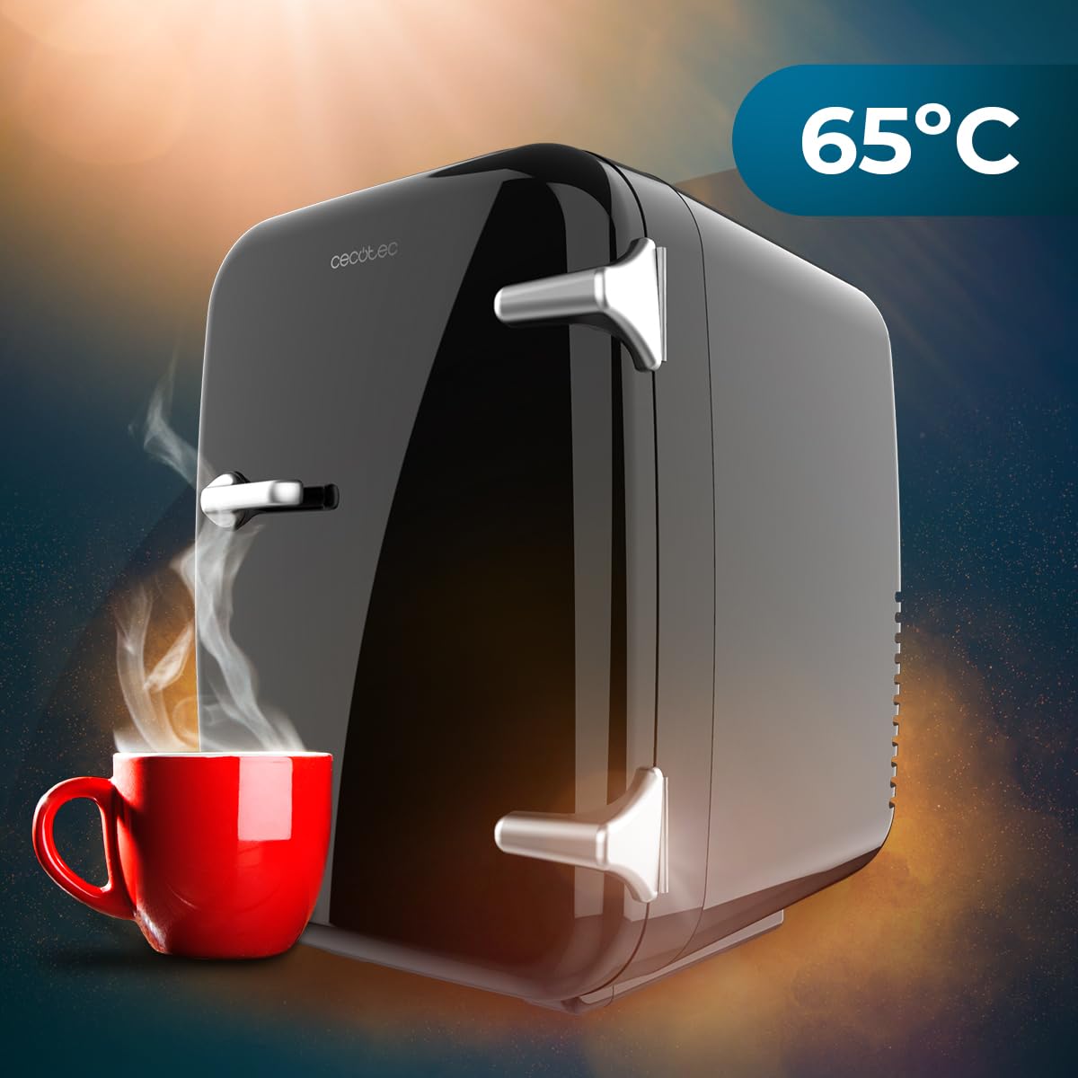 Cecotec Bolero MiniCooling 4L Mini-Kühlschrank 12V-220V Auto Wohnwagen Kühl- Heizfunktion 5-65°C Havanna Black