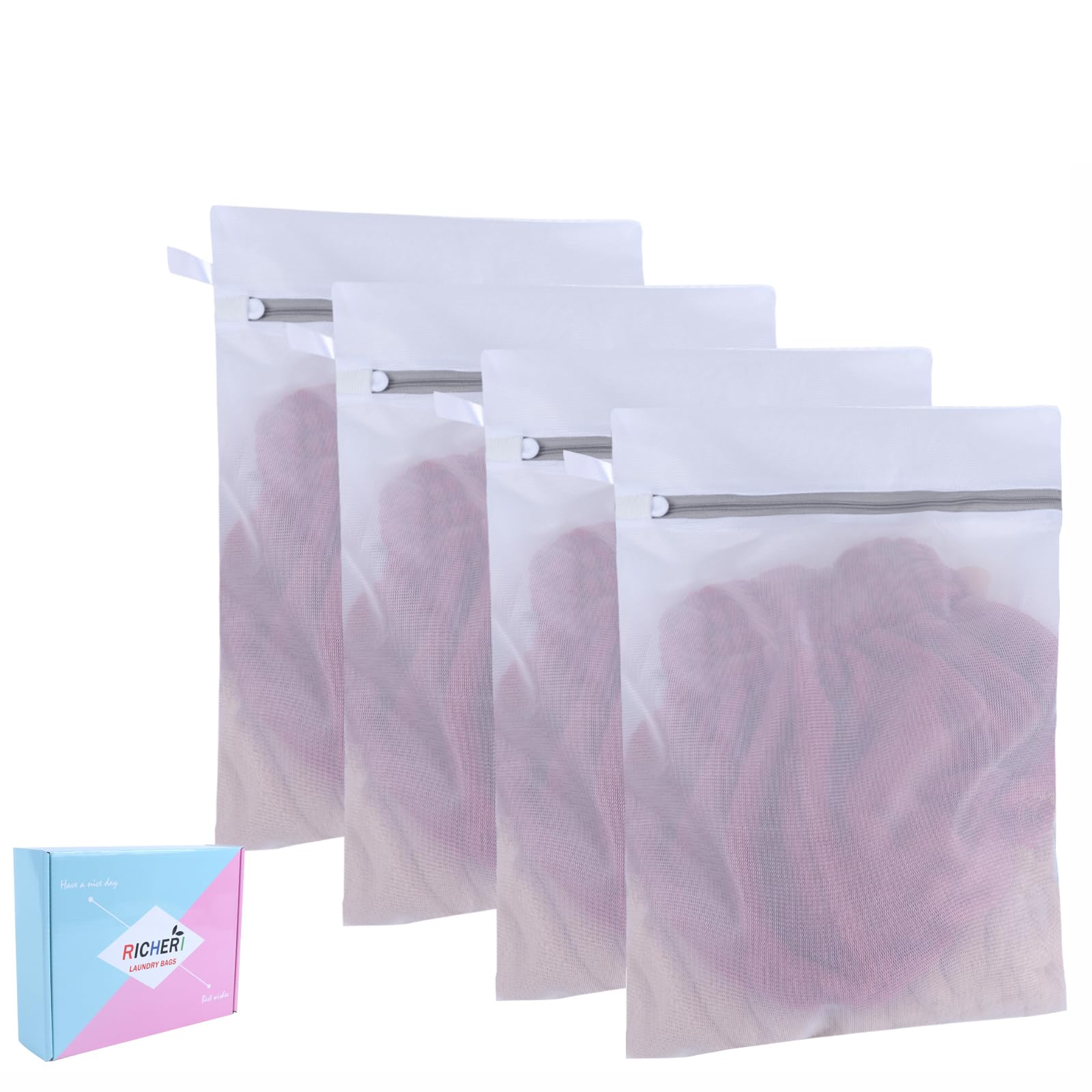 Bolsas de lavandería de malla, bolsas de lavado de malla, estructura de malla duradera con cremallera fuerte, adecuadas para ropa interior, ropa delicada, pantalones, zapatos, calcetines