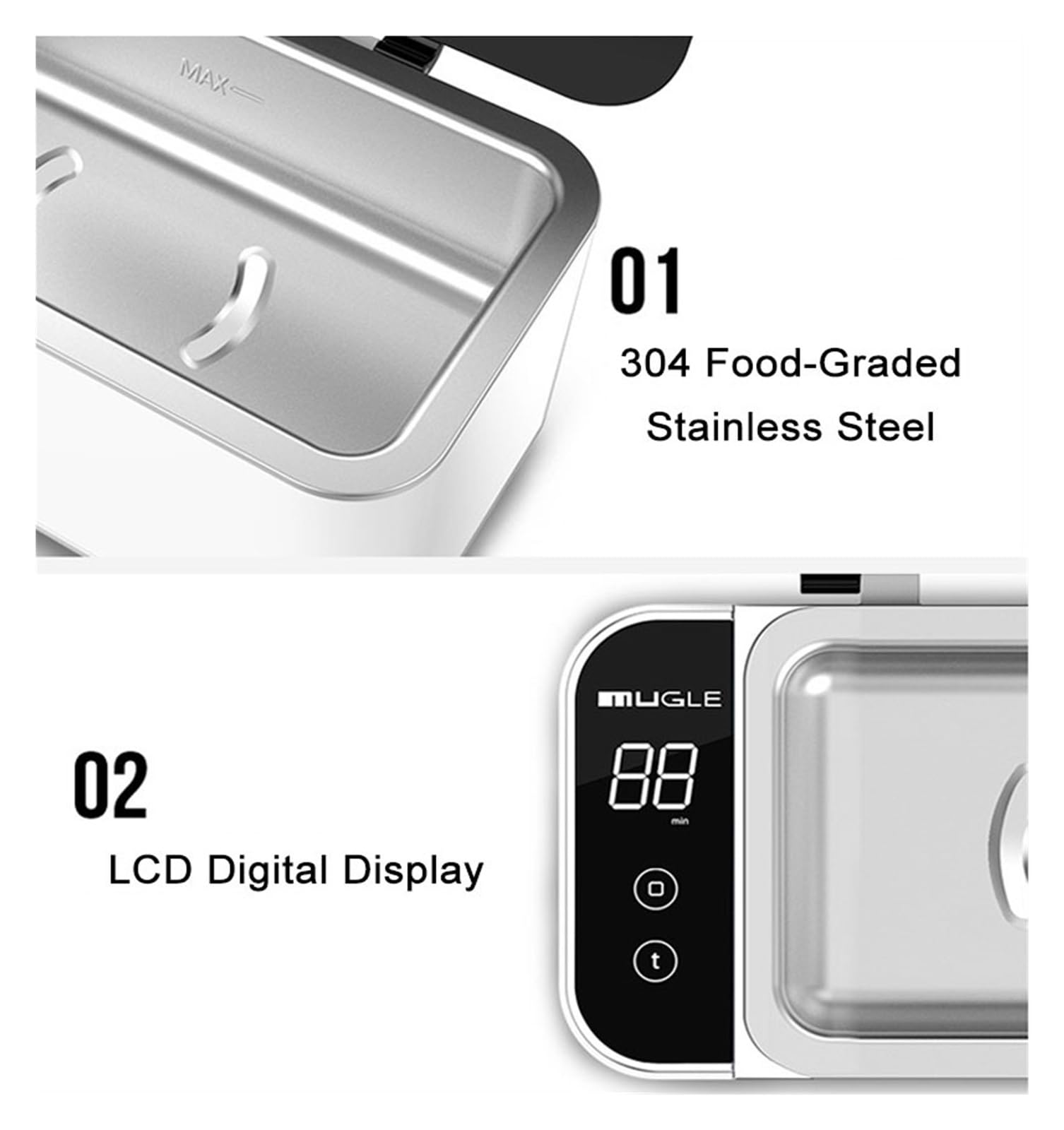 Limpiador sónico, Potente Limpiador Ultrasónico, 500ML, 46kHz, For Joyería, Gafas, Maquinilla De Afeitar, Placa De Circuito, Relojes, Dentadura, Dientes, Lavadora Por Ultrasonido,Uso prolongado