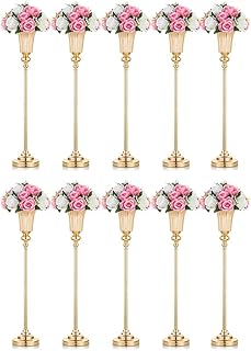 Nuptio Set of 2 Versatile Metal Stand and Pillar Candle Holder for Wedding, Party, Dinner, Event, Restaurant, Hotel Decoration