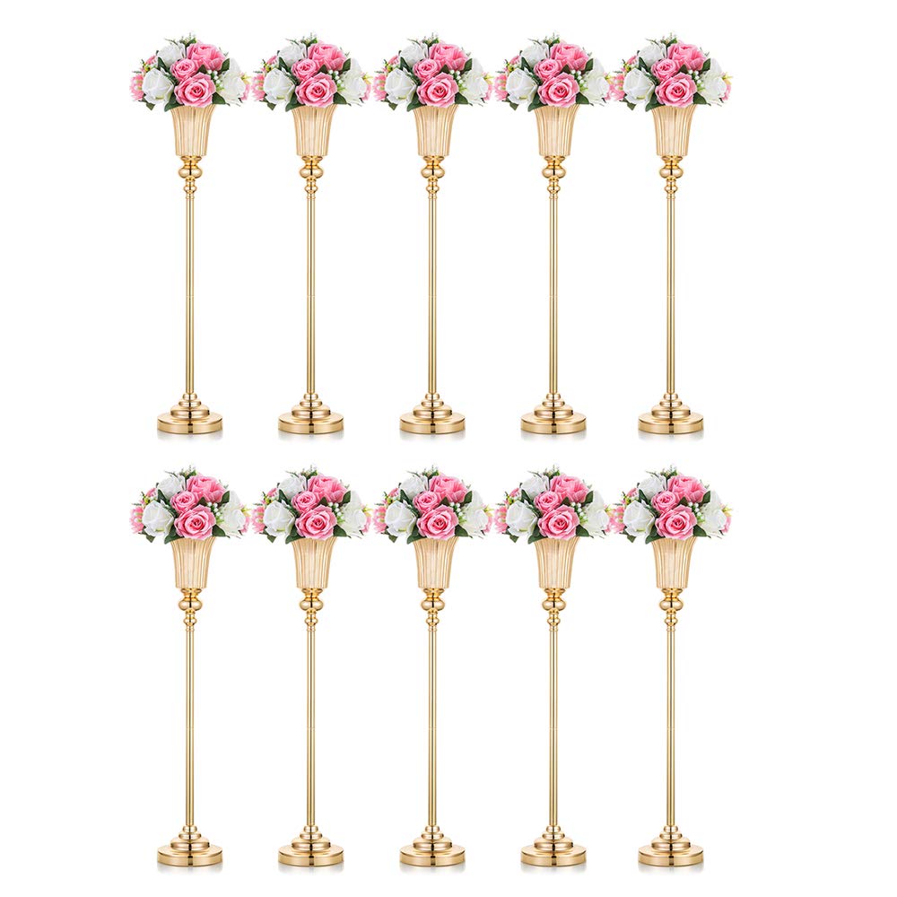 NUPTIO Gold Vase Centrepieces Tall: 10 Pcs 77.5cm Wedding Table Centerpieces Trumpet Vases Metal Flower Stand for Party Anniversary Ceremony Birthday Decorations โ image 1