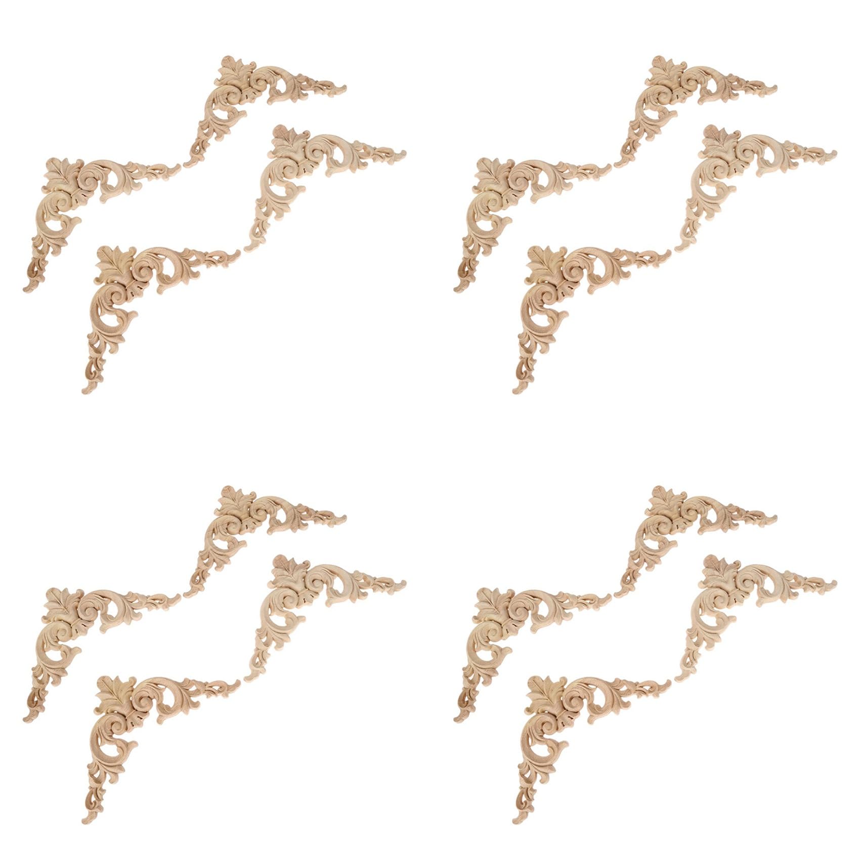 Vjsujehgy 16Pcs Wood Carved Mouldings Corner Onlay Applique European Decor 20X20cm