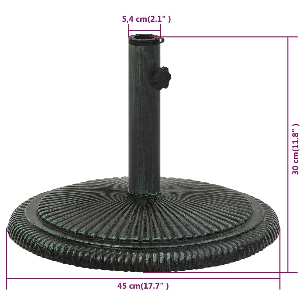 vidaXL Base per Ombrellone Verde 45x45x30 cm in Ghisa
