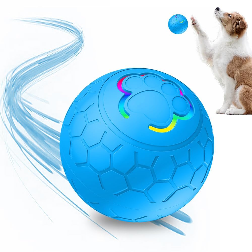 Indestructible Dog Ball Toy, Tough Smart Rolling & Spinning Ball for Active Dogs, Interactive Moving Pet Toy for Aggressive Chewers, Durable Playtime Fun (Blue)