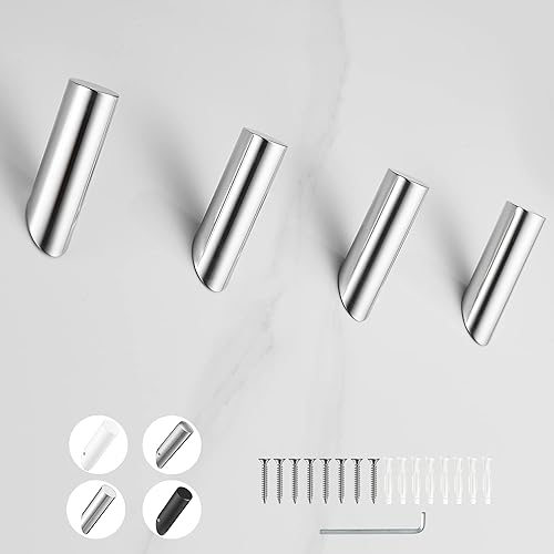 FOUTLQ Ganchos para toallas de baño, montados en la pared, cromo pulido, paquete de 4 ganchos de pared para colgar toallas, abrigos, batas,