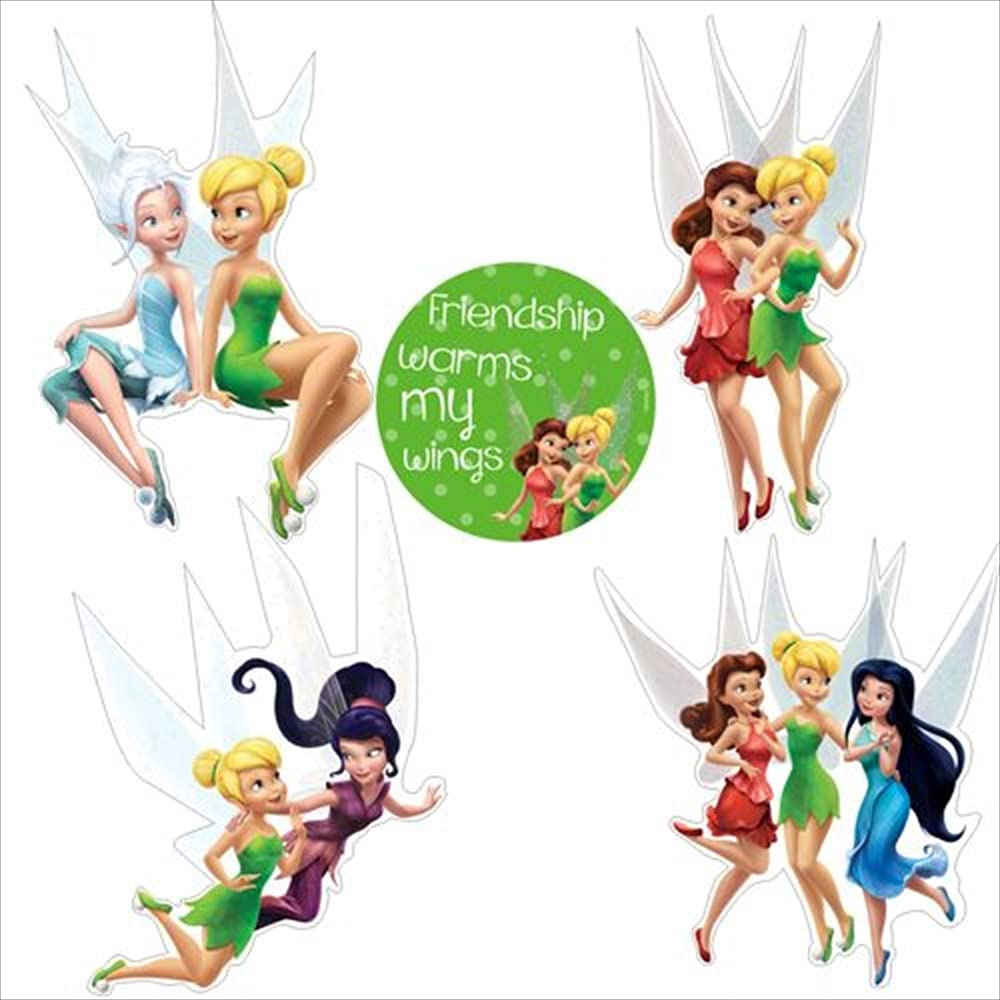 Pretty UR Party Tinkerbell Theme Paper Cutouts for Birthday Parties, Party Supplies décor, Birthday Party Decoration, Cut-Outs for Rooms, Boards - Green Purple (10 pcs)