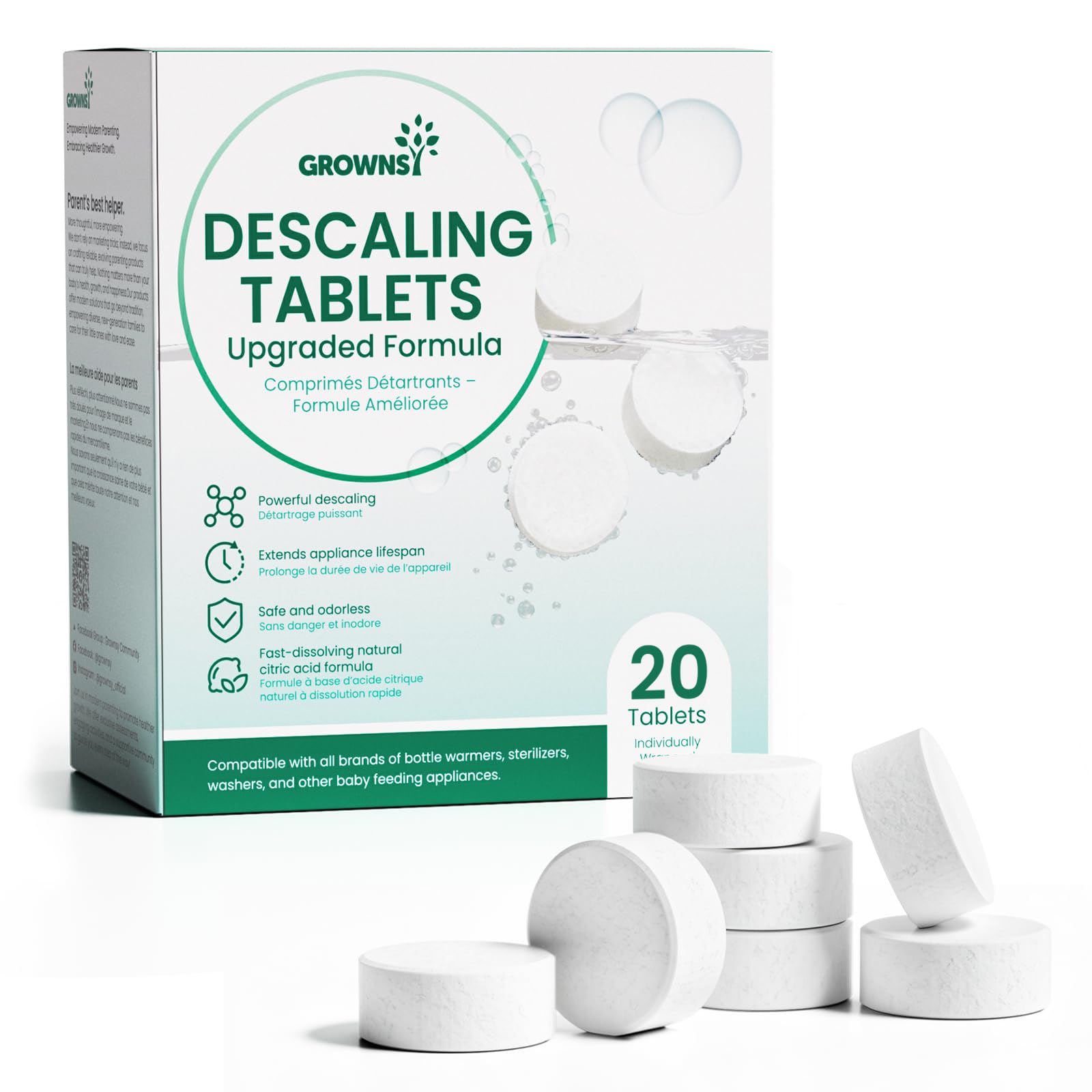 GROWNSY Descaler for Bottle Sterilizers & Warmers & Food Makers, 20 Count