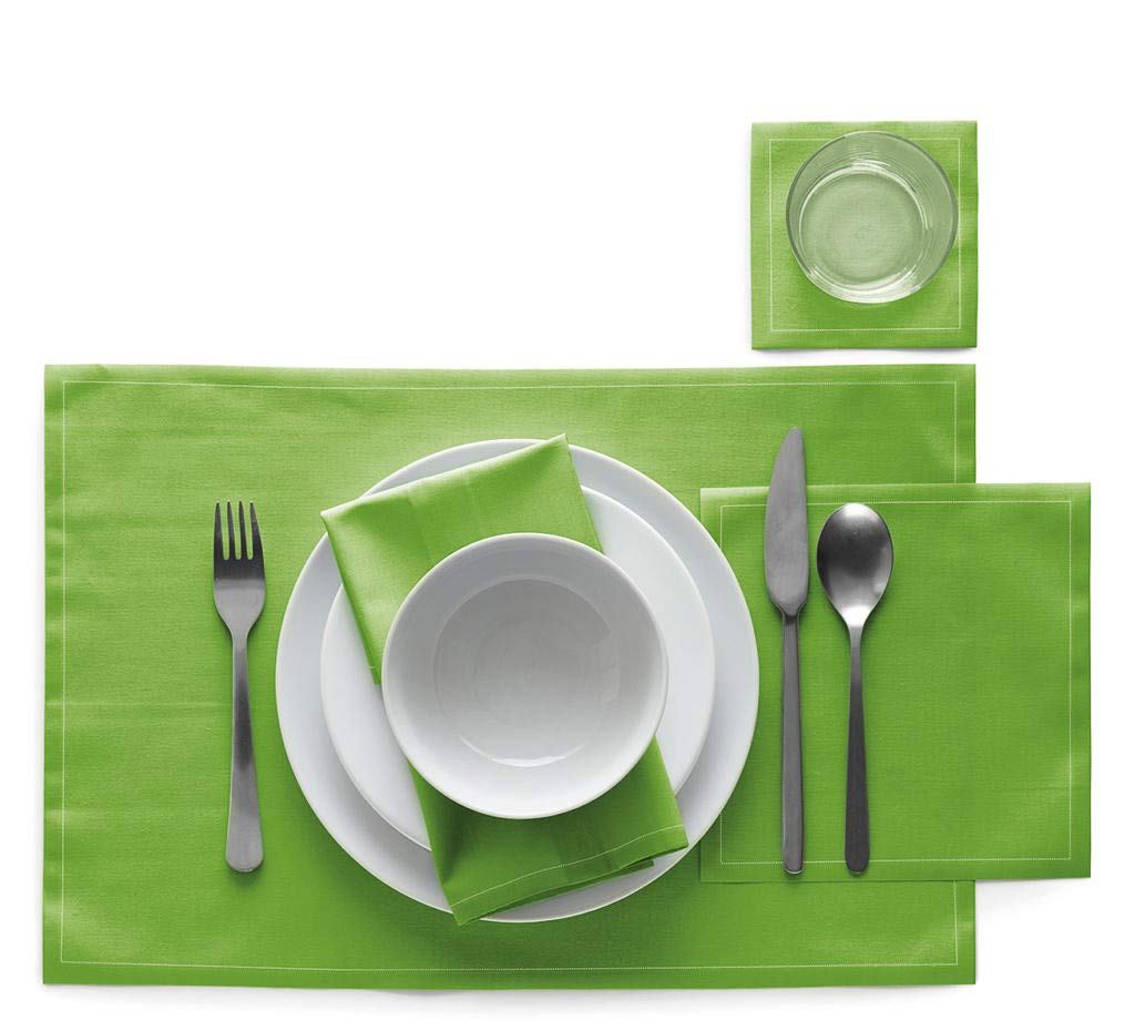 MY DRAP Cloth Washable and Reusable Dinner Napkin - 12.6 x 12.6 in (12 Per Roll, Cotton Pistache)