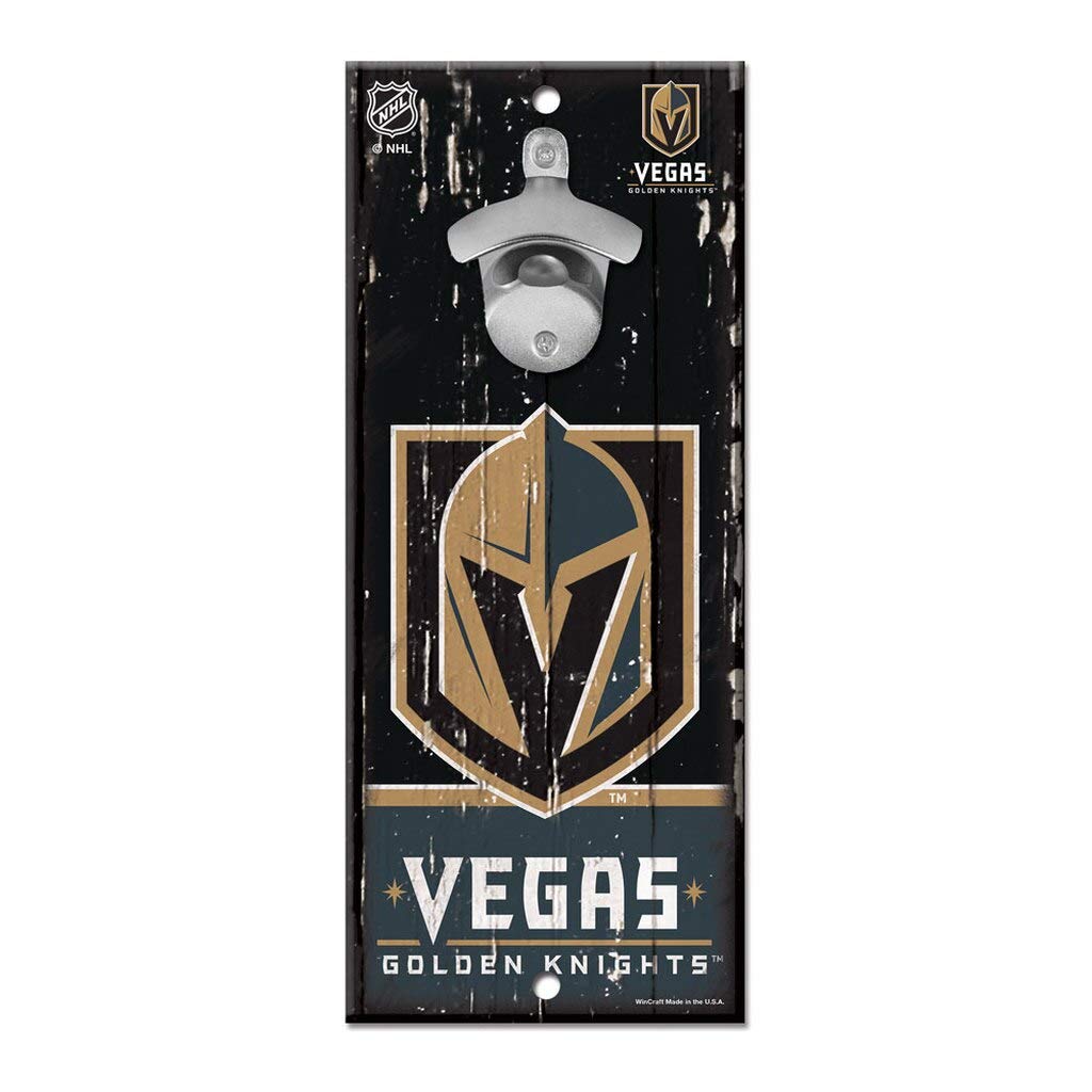 WinCraft NHL Vegas Golden Knights 5x11 Wood Sign Bottle Opener, Team Colors, 5