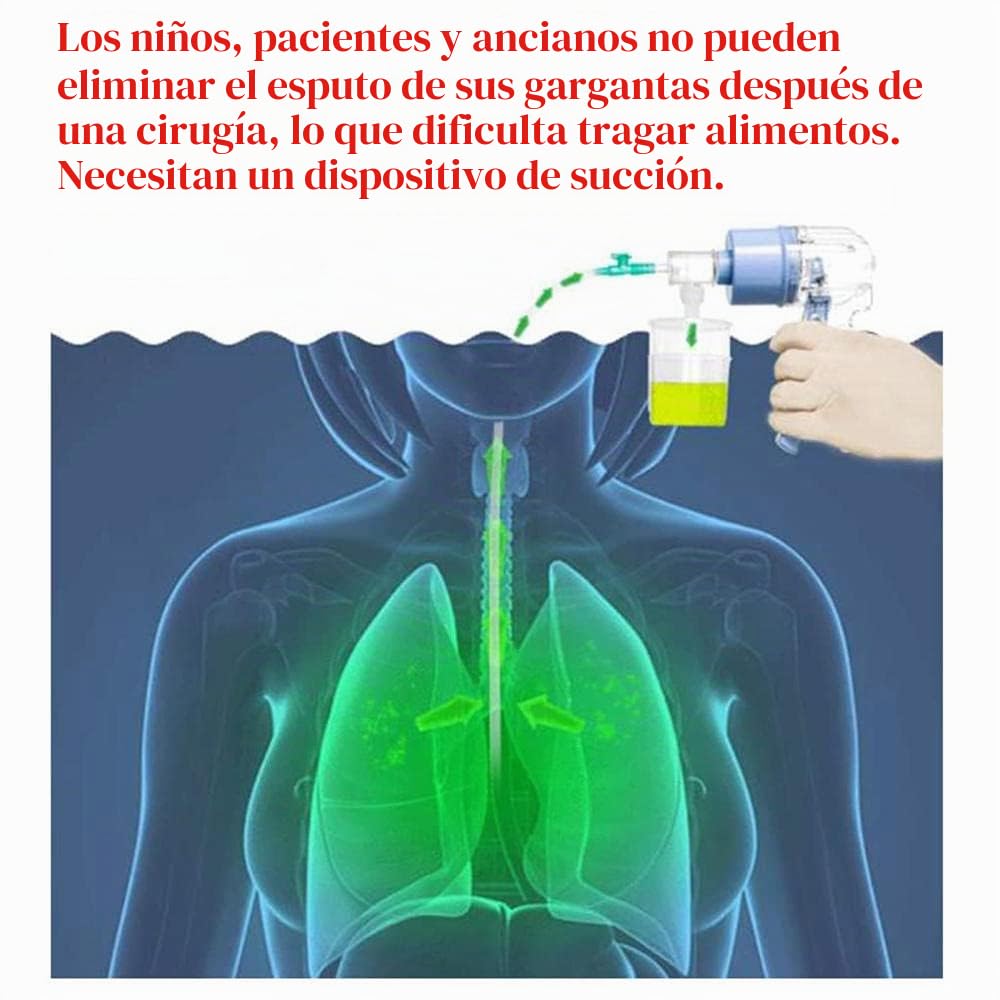 Bomba de succión de esputo manual 125 ml con 20 catéteres blandos, aspirador de máquina de la secreción de mucosidad de flema portátil para ancianos y niños