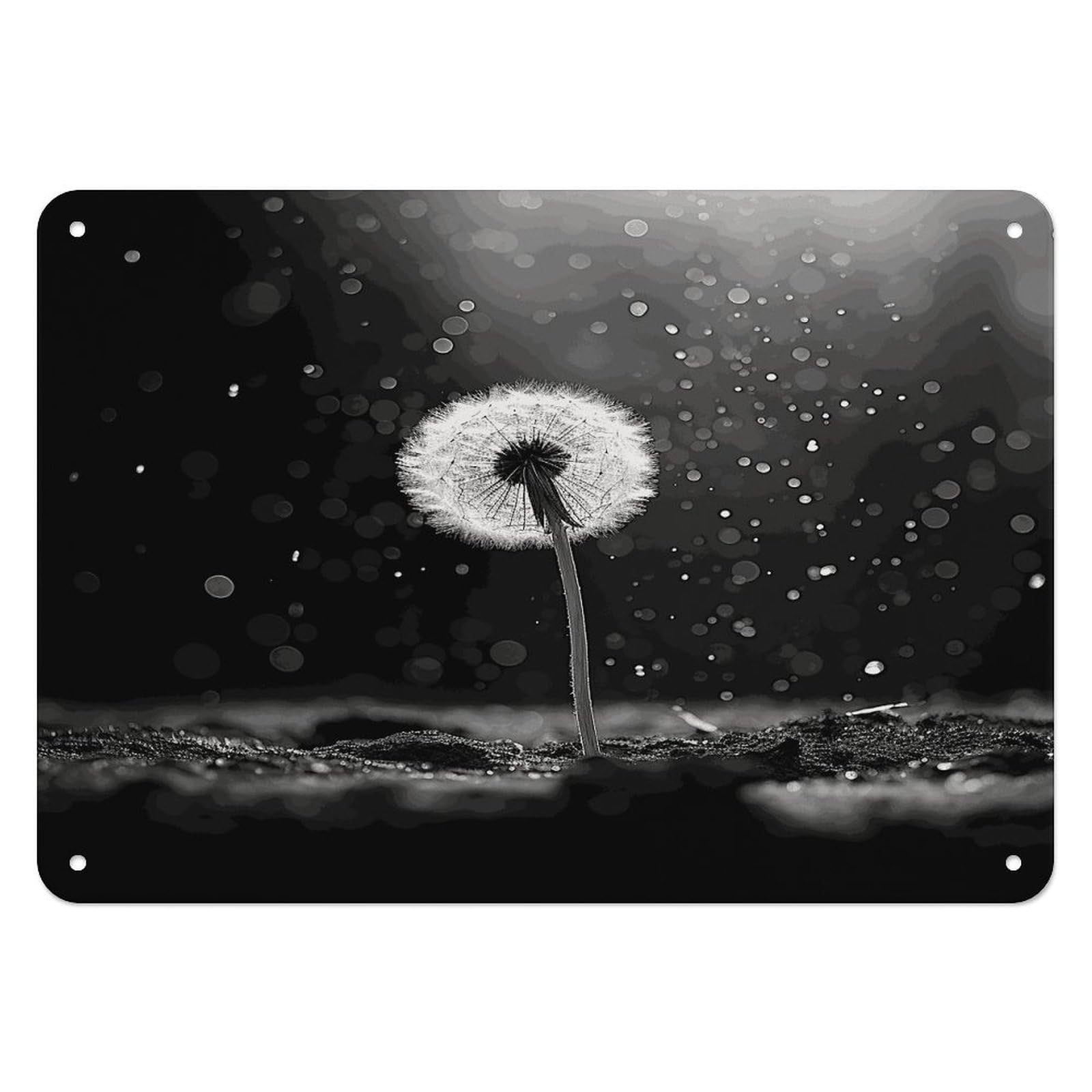 Fekiloot Style Dandelion Black And White Wall Decor Iron Painting Metal Sign