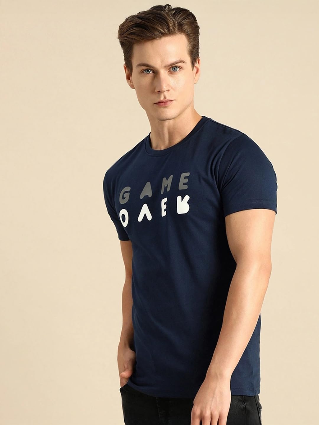 Bewakoof Confezione da 2 magliette da uomo con stampa grafica regular fit mezza manica girocollo in puro cotone