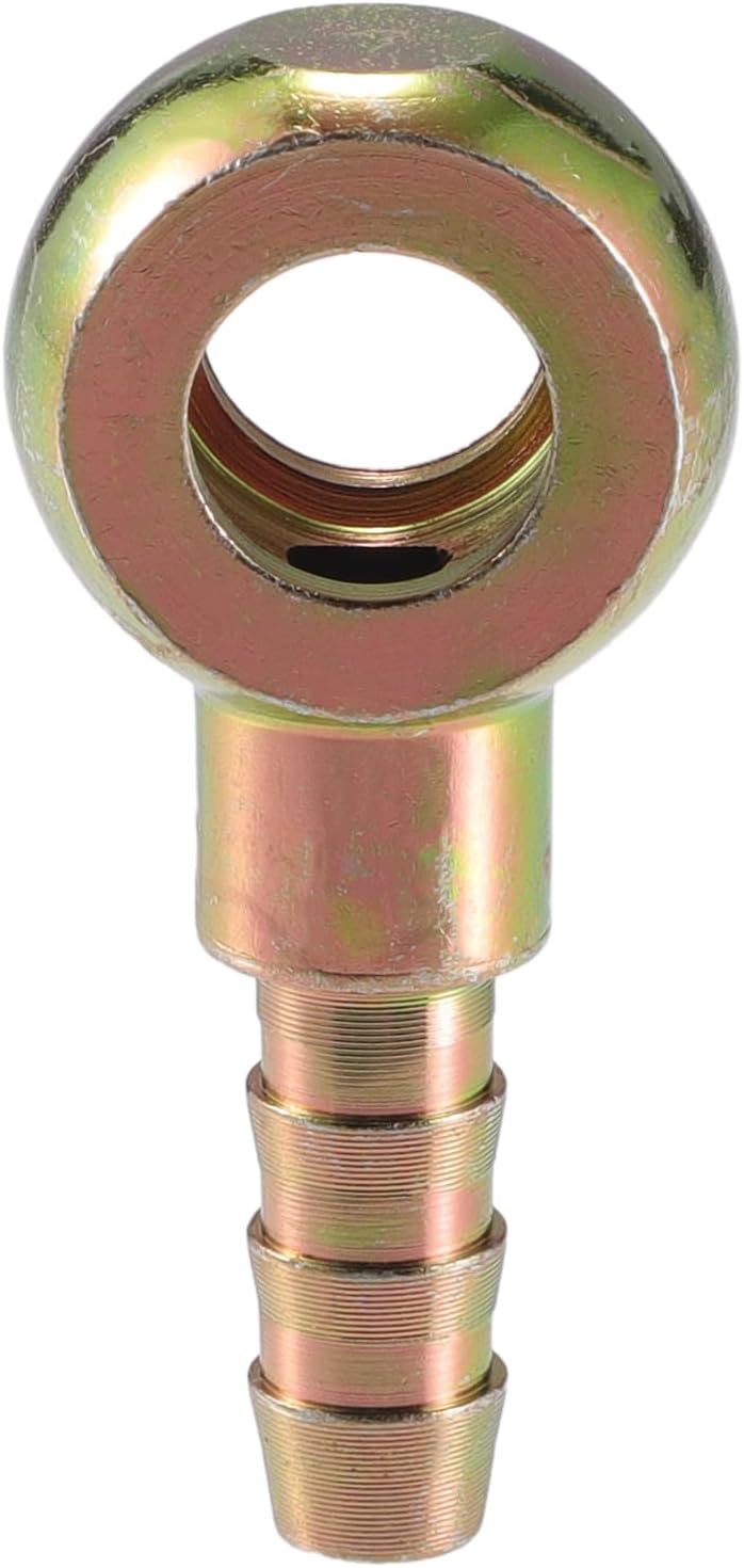 A ABSOPRO Universal Banjo Bolt 10mm ID 8mm OD Banjo Bolt Hose Barb Adapter Replacement for Motorcycle Car Metal Bronze Tone
