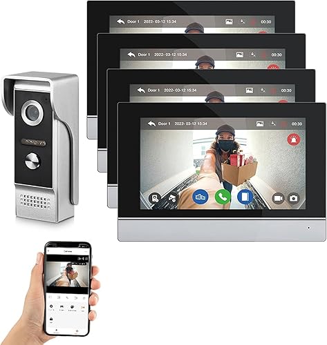 Miniatura 9 de ANJIELO SMART Sistema de video portero con cable, WiFi 1080P monitor táctil a color de 7 pulgadas, sistema de portero de video cámara con detección
