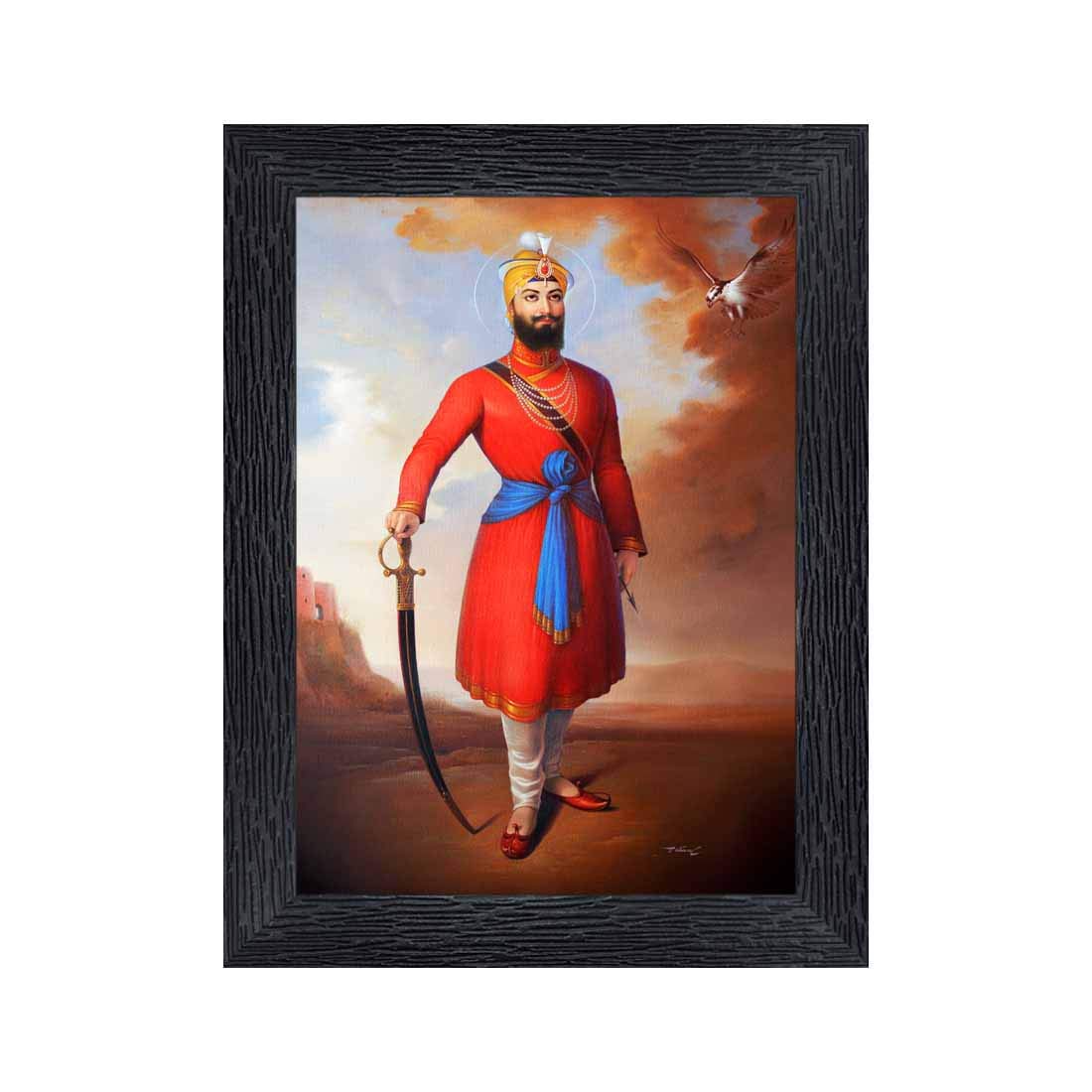 Generic PnF Guru Nanak with dus (10) Guru Religious Wood Photo Frames with Acrylic Sheet (Glass) for Worship/Pooja(photoframe,Multicolour,8x6inch)-1504, Medium (PNF-1504-photoframe-5x7)
