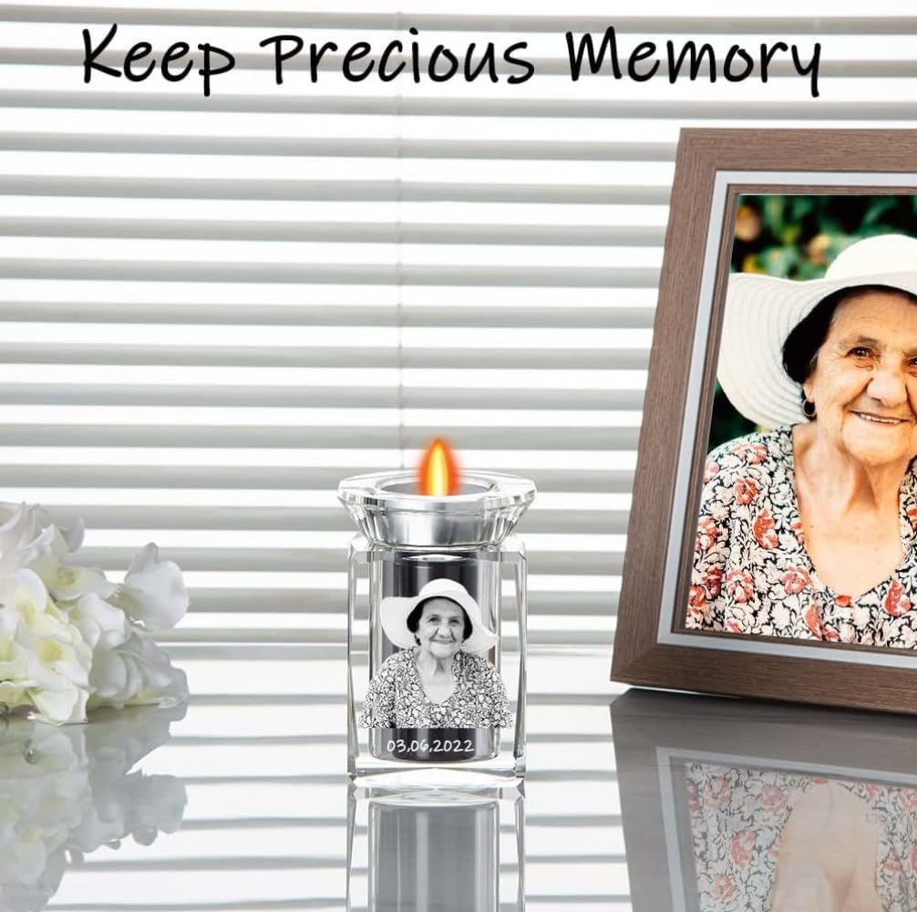 WOMB Personalized Small Dog Urns for Ashes,3D Crystal Photo Personalized,3D Crystal Photo,Personalized Candle,Custom Crystal Photo (A01,1PCS)