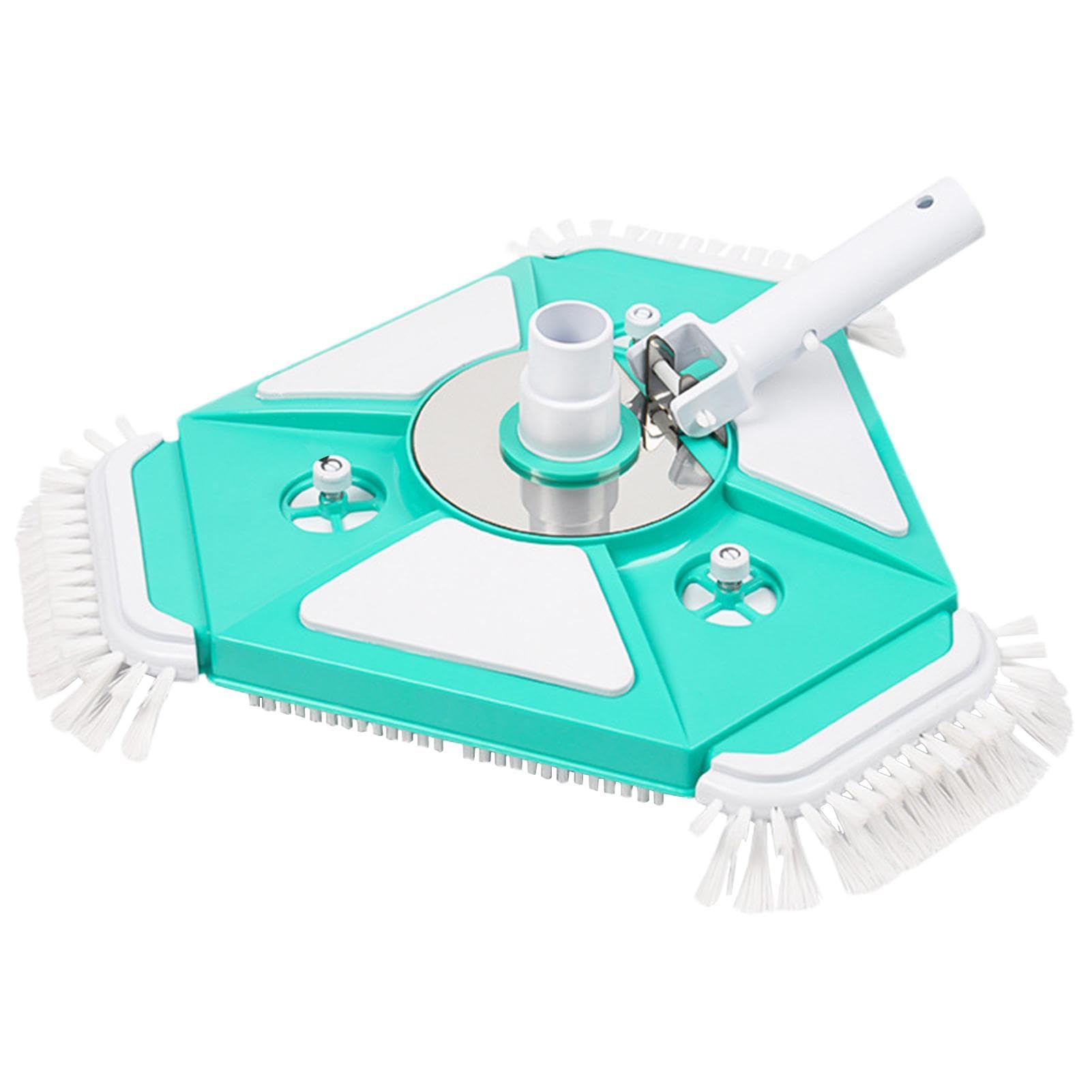 Pool Vacuum with 3 Side Brushes, Pool Vacuum Brush Head, Triangular Pool Vacuum Brush, 360-Degree Rotatable Pool Vacuum, Weighted Heavy Duty Suction Pool Cleaners, 360-Degree Turnable Swimming Pool Va