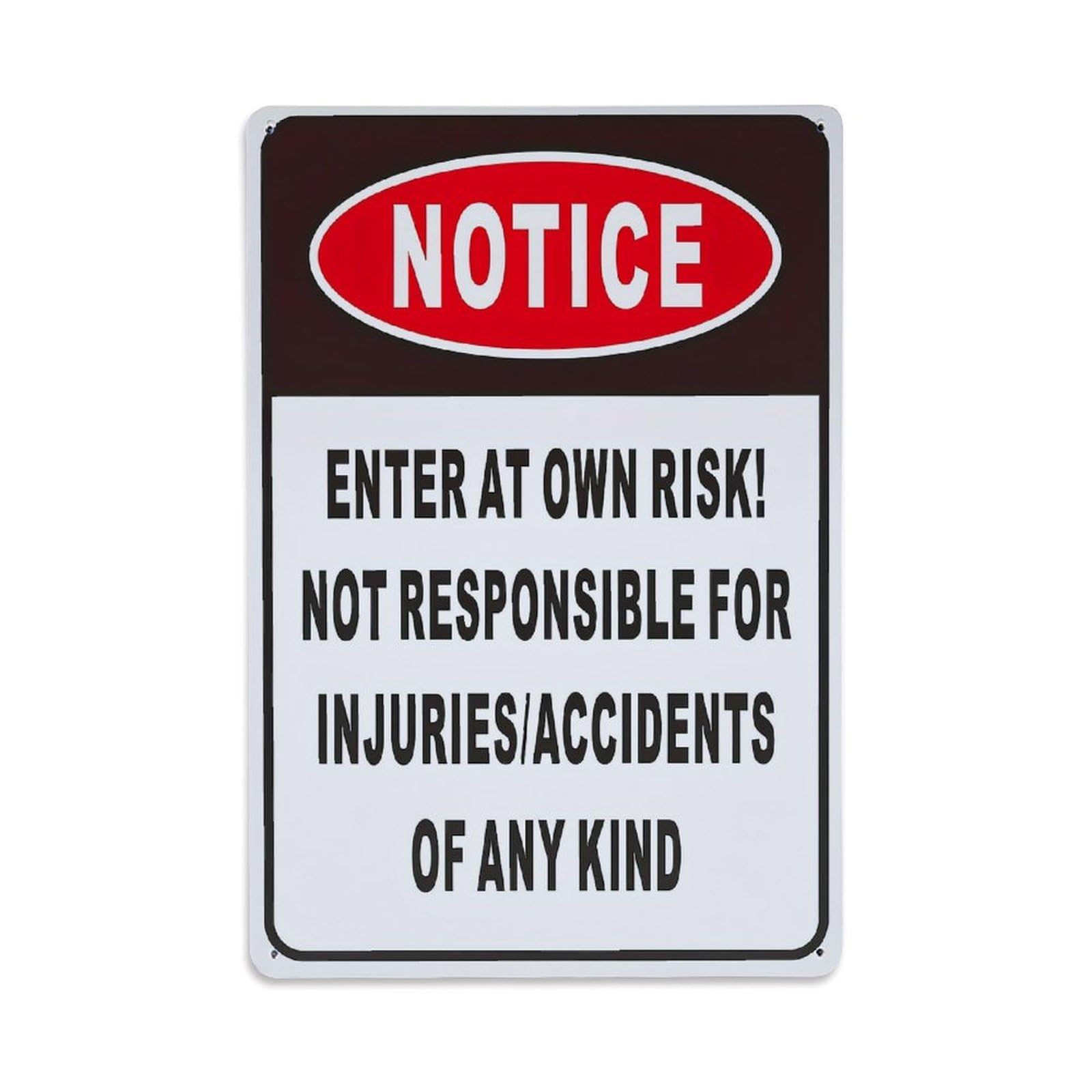 Jdyaojiesheng Vintage Notice Enter At Own Risk Not Responsible For Injuries Accidents Of Any Kind Tin Sign Retro Metal Wall Decor Metal Poster, Home Bar Garage Farmhouse Cafe Wall Art Decoration 8X12inches
