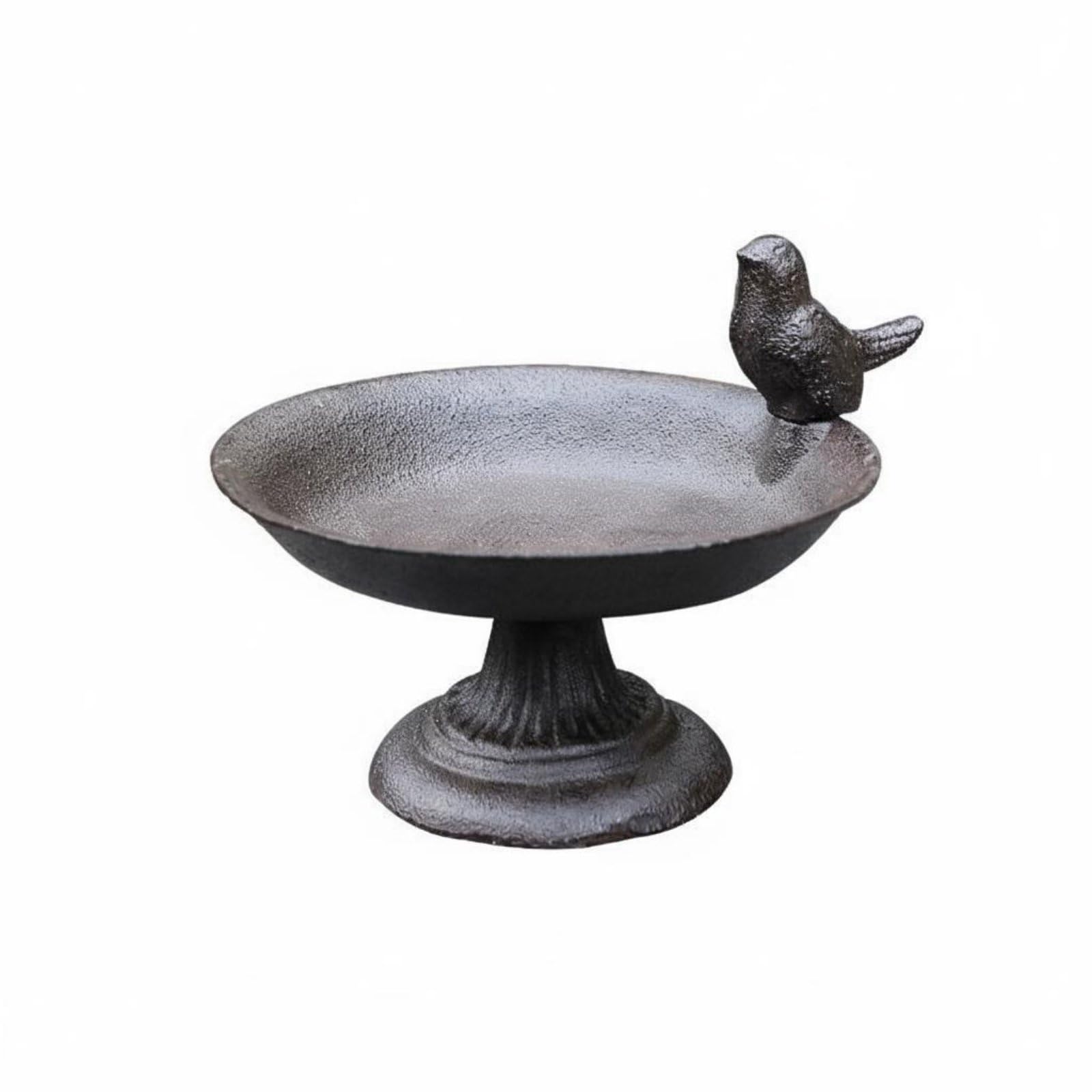 PEXORVA® Long-Lasting Construction Vintage Flower Bird Feeder Weather-Resistant Cast Iron Bird Bath Stable Base Antique Design Birdbath for Balcony, Patio, Courtyard, Round 6600-image-13