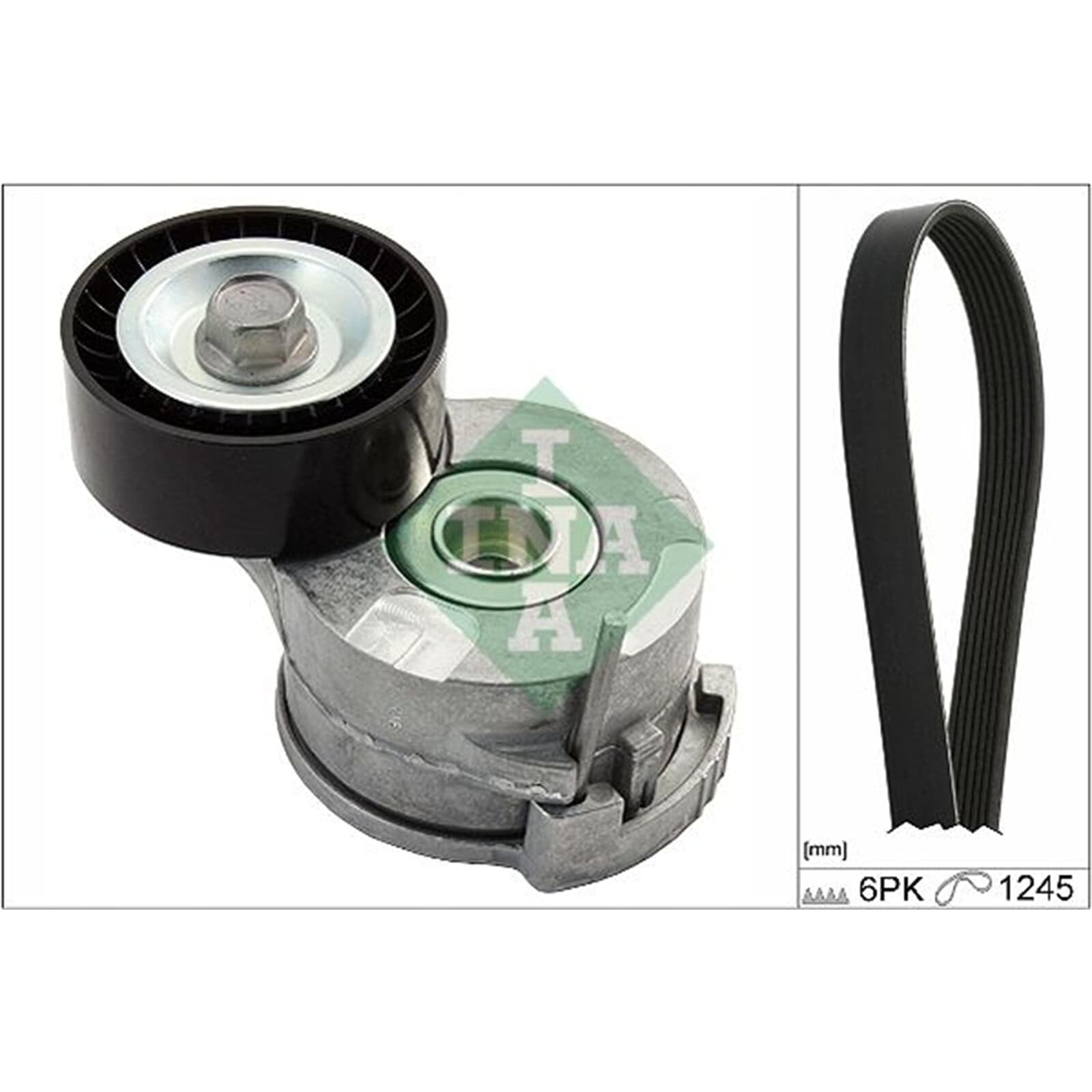 INA Jeu de courroies trapézoïdales à nervures 529 0291 10 1245mm Compatible avec PEUGEOT 308 I 3/5 portes 4A, 4C 3008 I 0U 5008 I 0U, 0E, CITROËN C4 II 5 portes B7, NC