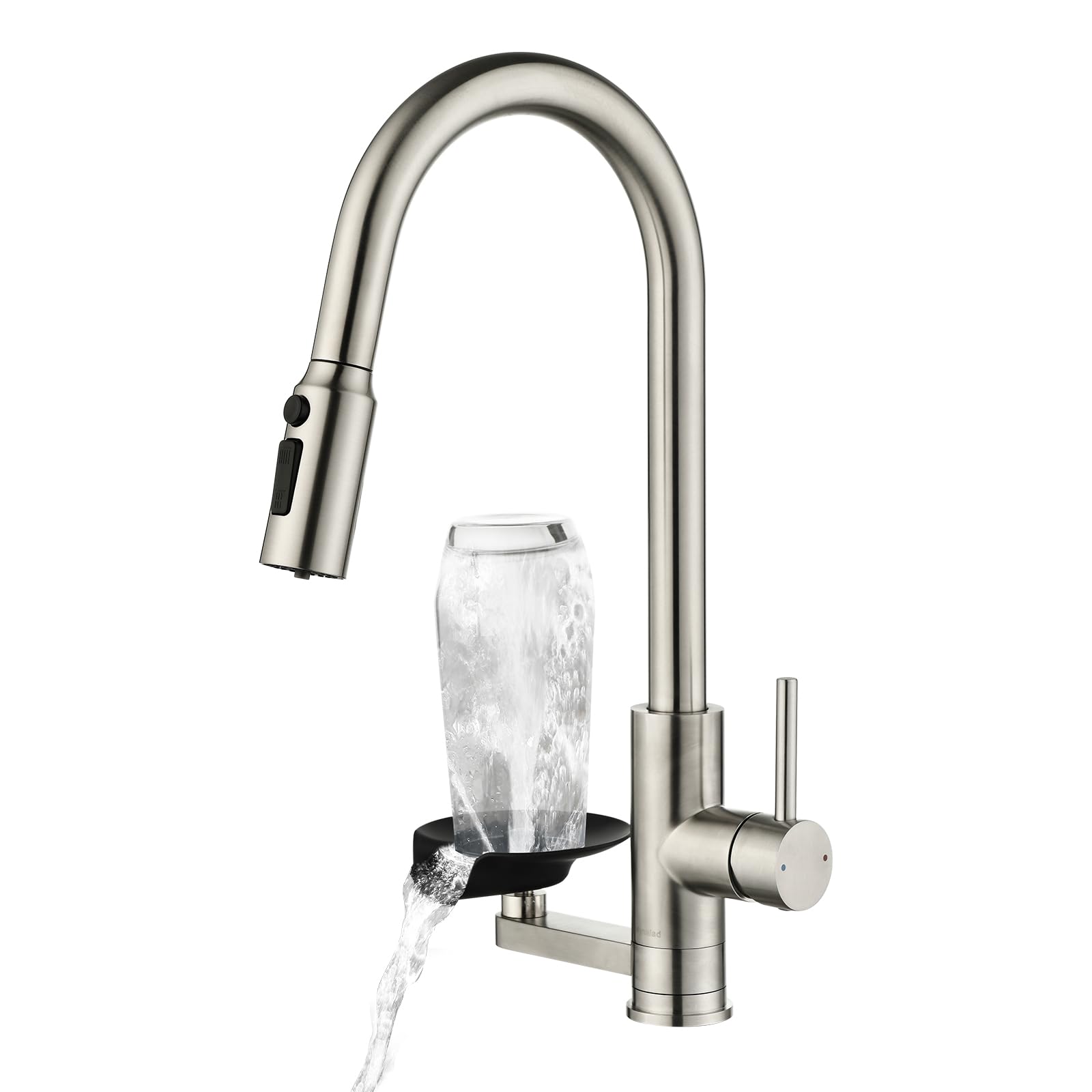 Rubinetto Cucina 3 vie Mynaiad Filtro acqua Lavaglassi Estraibile Doppia Uscita, Rotazione a 360°, Rubinetto Lavello Cucina, Miscelatore Cucina, Acciaio Inossidabile 304 Spazzolato
