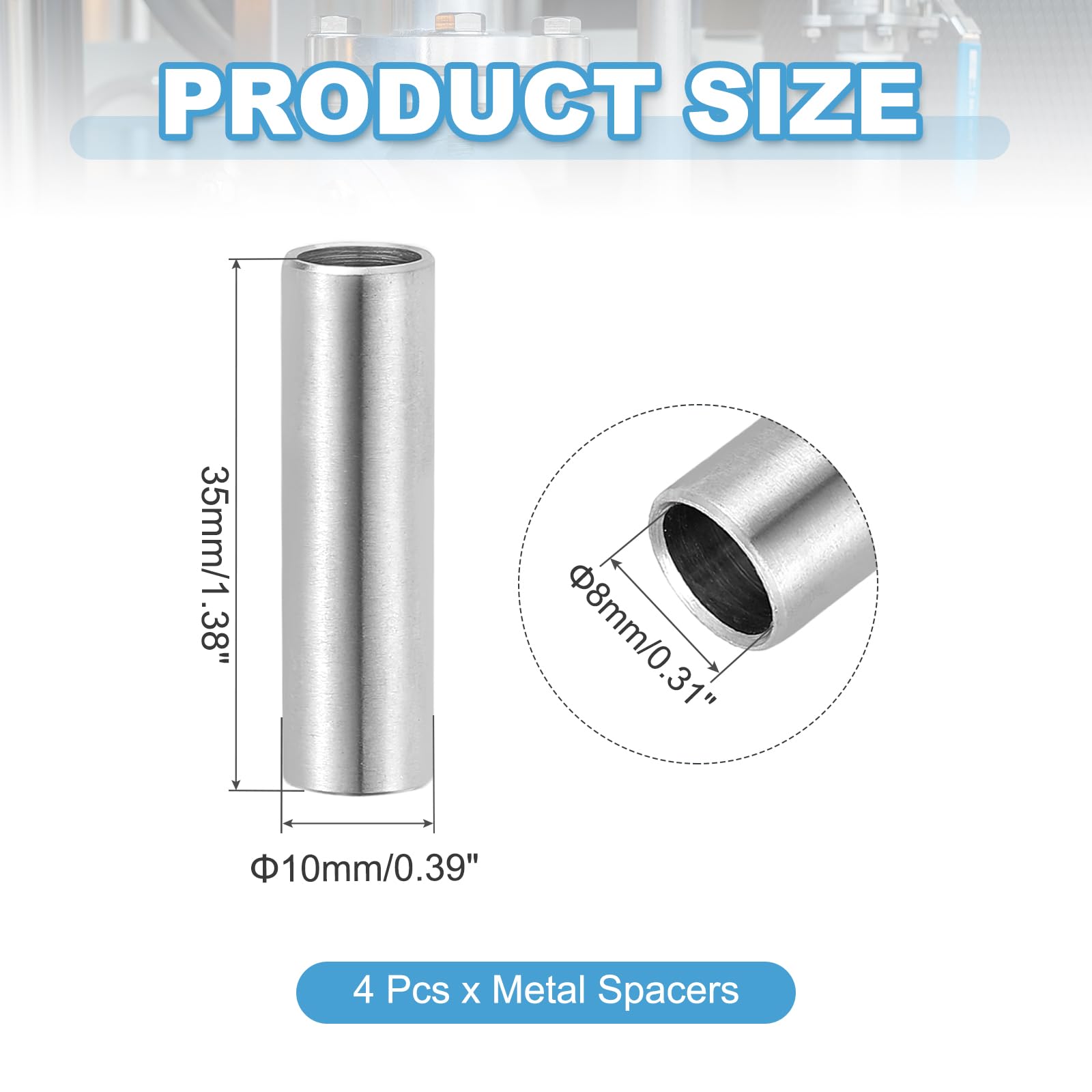 PATIKIL 4 Pcs Stainless Steel Spacers - Image 2