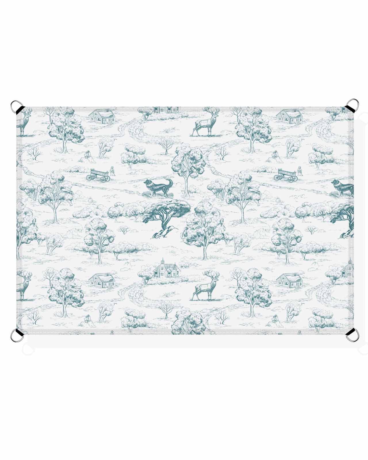 Farmhouse Cottage Sun Sail Shades Rectangle Canopy,Sunlight Block Heavy Duty Curved Backyard Shade Cover,Waterproof Sun Shades for Patios Garden Outdoor,8'x10' Vintage Farm Countryside Landscape Green