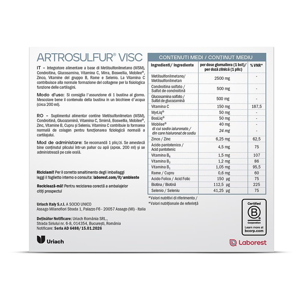 Laborest Artrosulfur Visc Integratore Alimentare, 16 Bustine da 6g