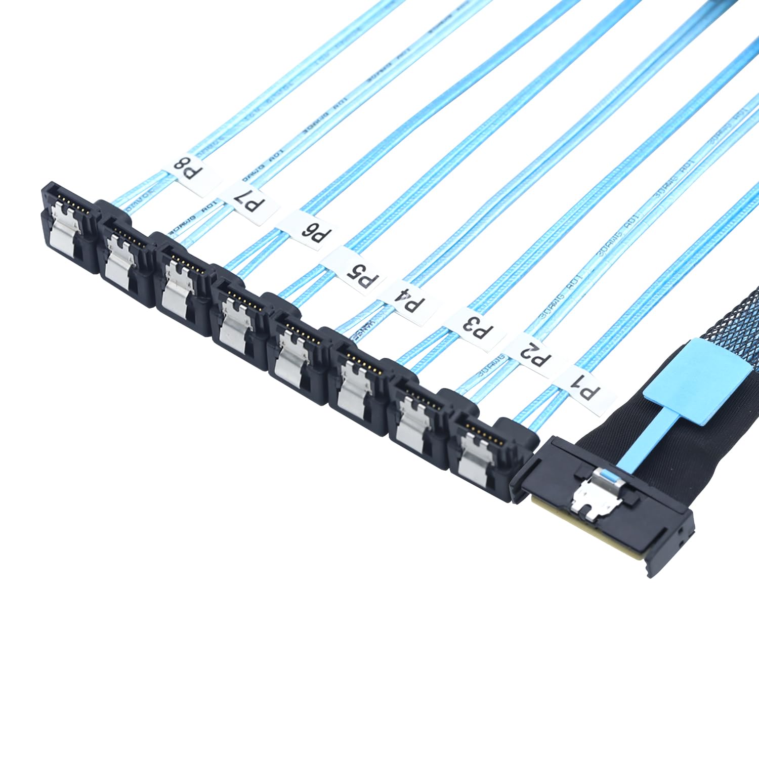 MCIO 74P 8X 8I SAS SFF-8654 8i PCI-E Ultraport Slimline 5.0 do 8X SATA 7P 90 stopni żeński kabel adaptera (0,5 m)