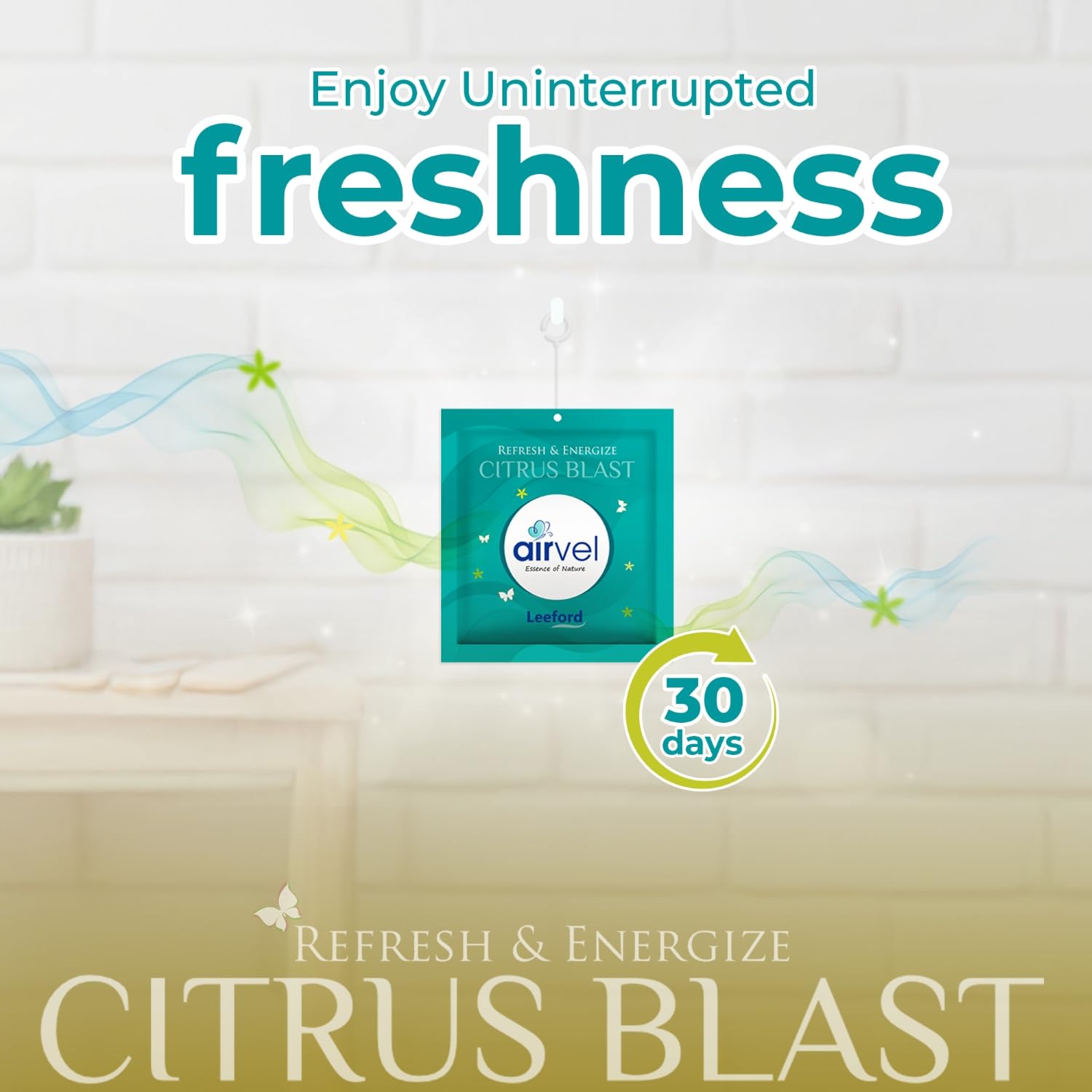 Airvel Citrus Blast Fragrance Pouch 6 Pcs (10g each) | Bathroom Freshener | Toilet Freshener | Air Freshener for Bathroom and Toilet | Non-Toxic, Safe | Long-Lasting Freshness Up to 30 Days 2