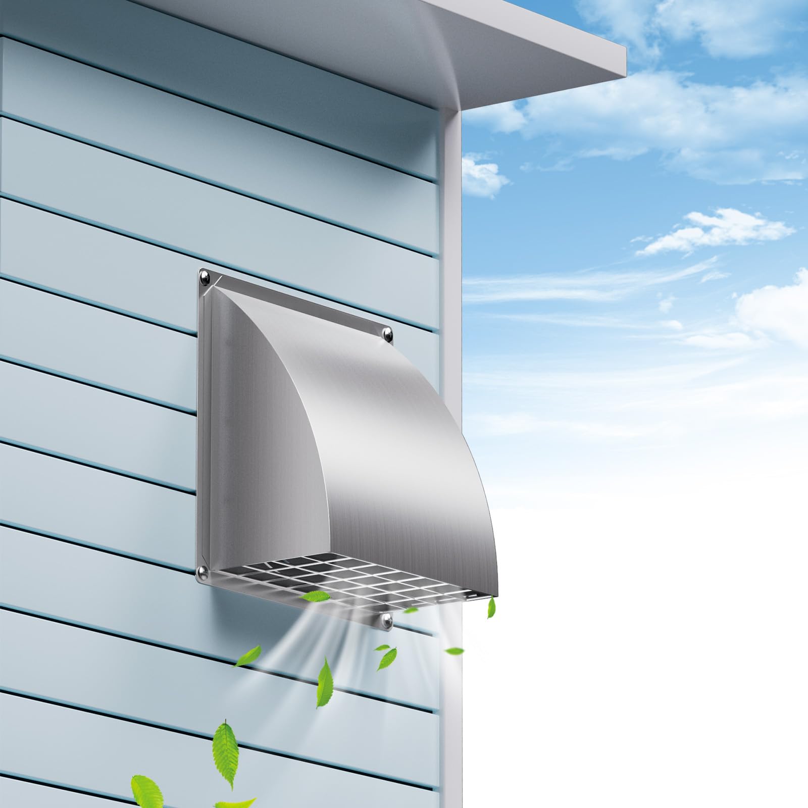 HG Power 6 Inch Dryer Vent Cover Outside with Removable Screen, Silver