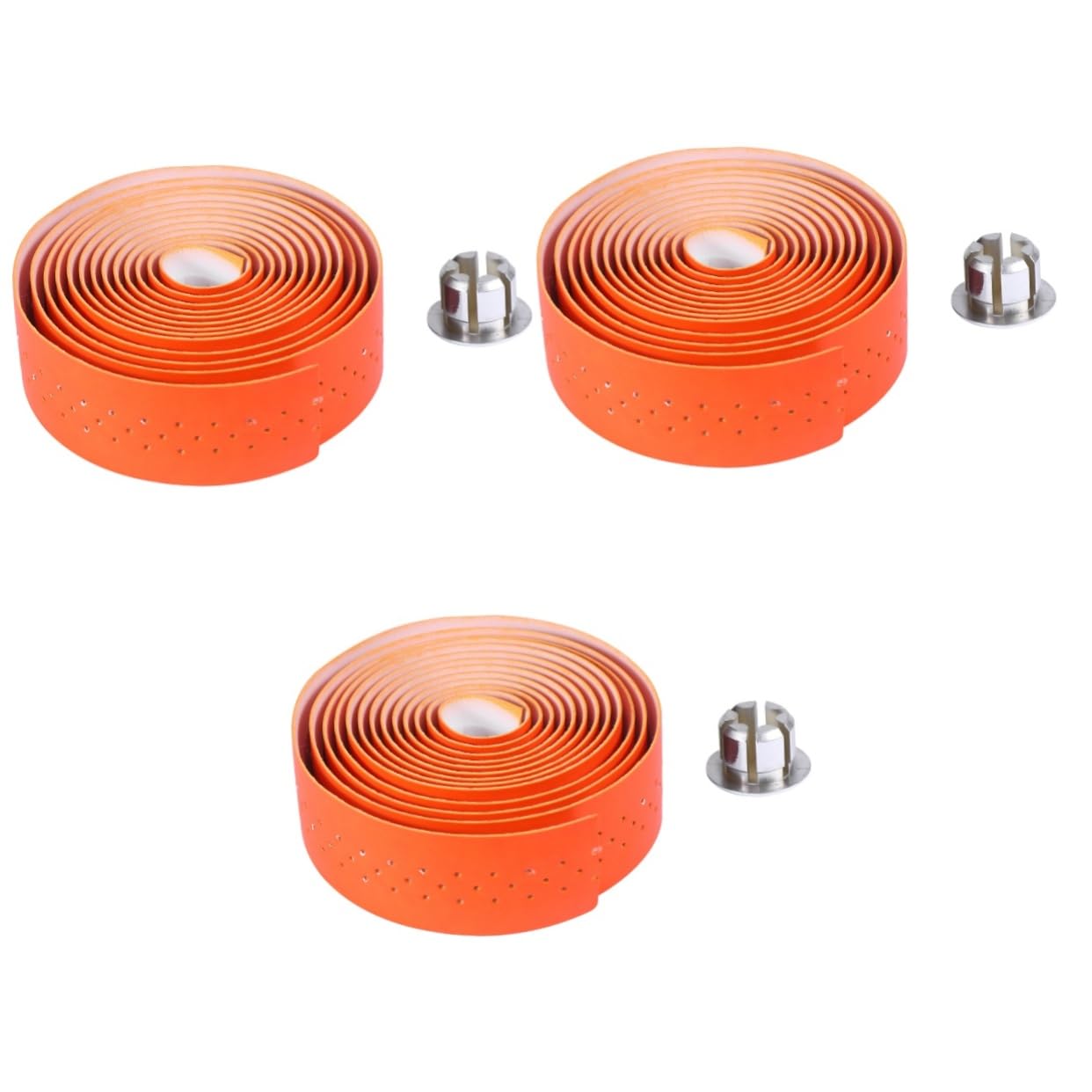 VANZACK 3sets Manubrio Bici Pu Pelle Nastro Antivibrazioni Per Manubri Di Biciclette Da Strada e Mountain Bike Design Antiscivolo Facile Da Installare Colore Arancione