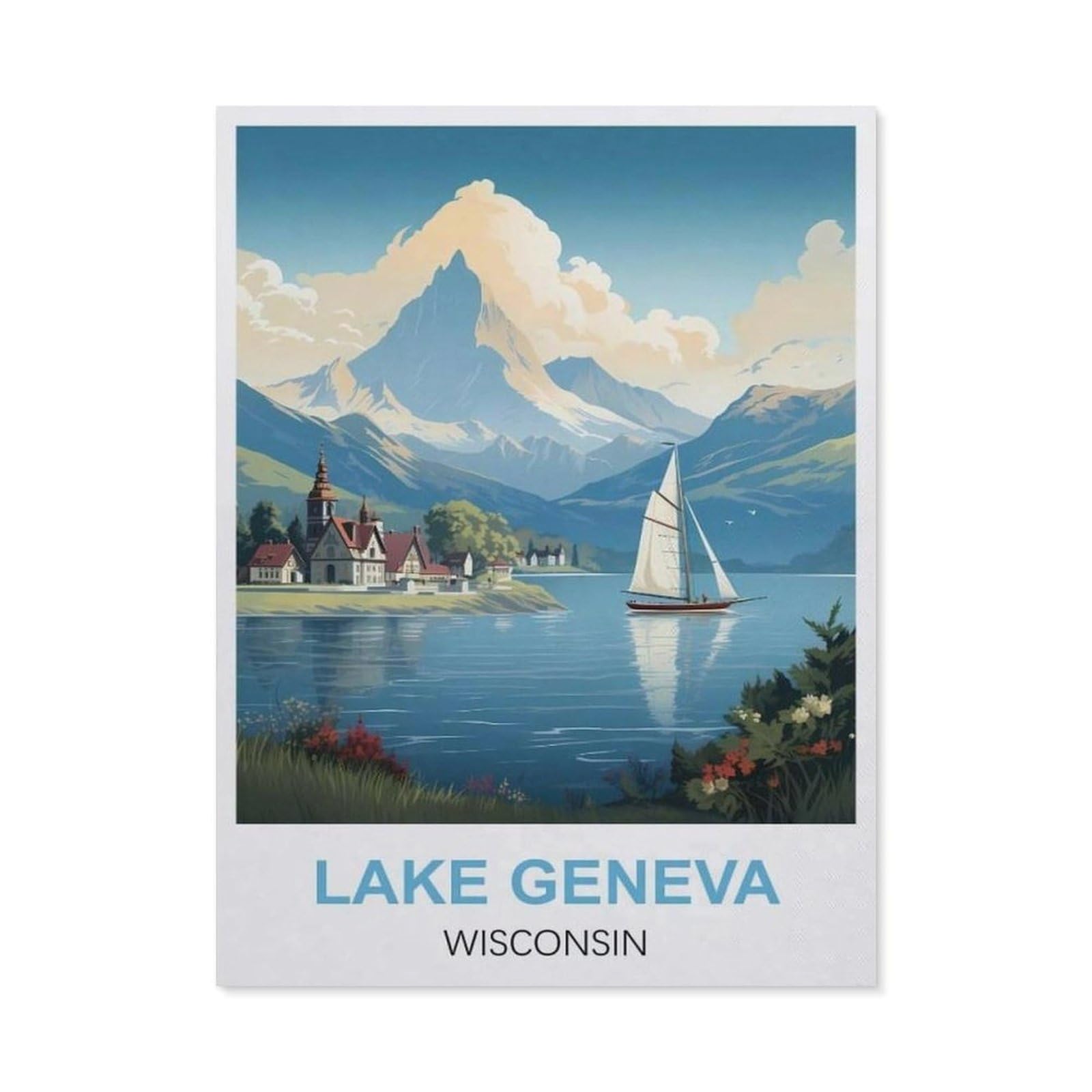 Funny Bathroom Wall Decor Signs，Lake Geneva Wisconsin(15x30cm）