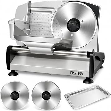 OSTBA Meat Slicer, Two 7.5 Stainless Steel Blades, 200W DC Motor