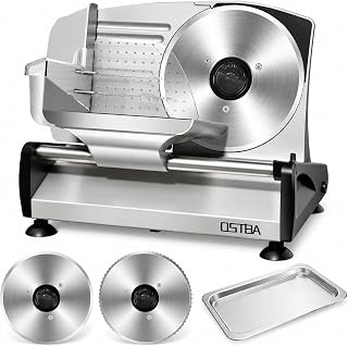 OSTBA Meat Slicer, Two 7.5” Stainless Steel Blades, 200W DC Motor